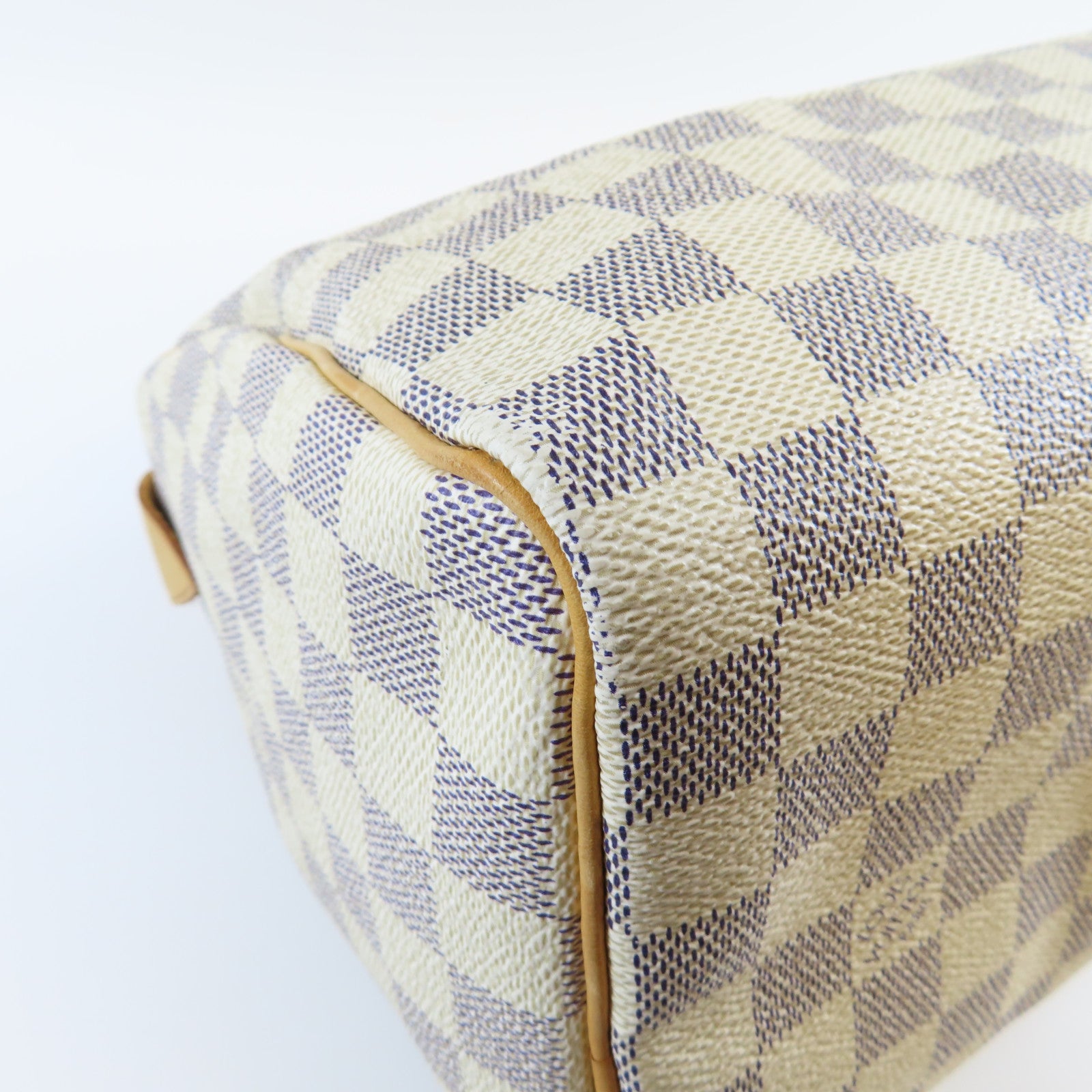 LOUIS VUITTON **【激減優惠】Damier Azur Speedy 25金扣手挽袋白色/啡色
