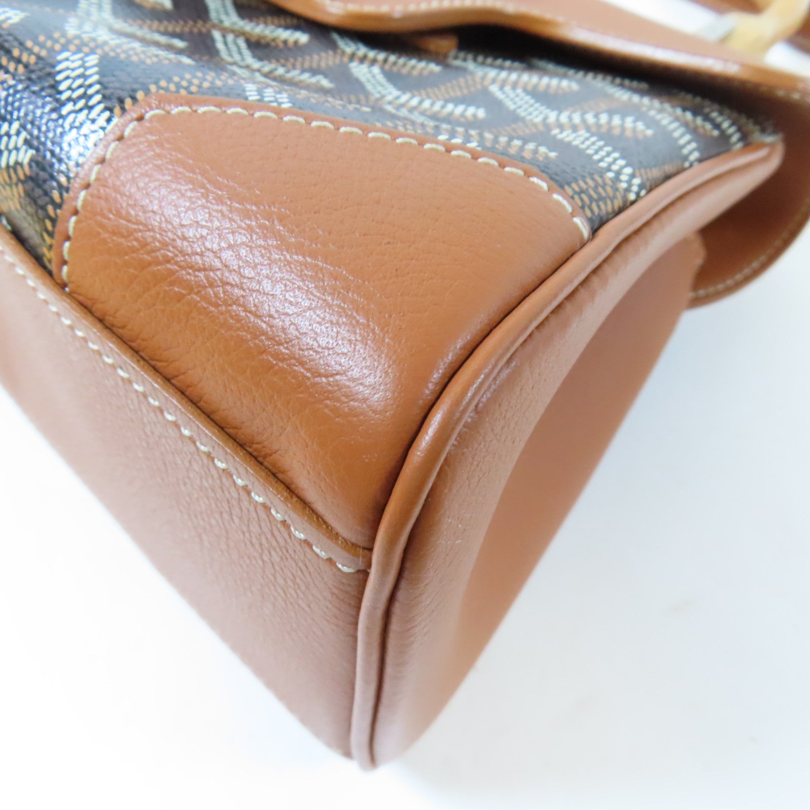 GOYARD 牛皮皮革/塗層帆布Mini Goyardine Saigon手挽肩背兩用袋啡色/黑色