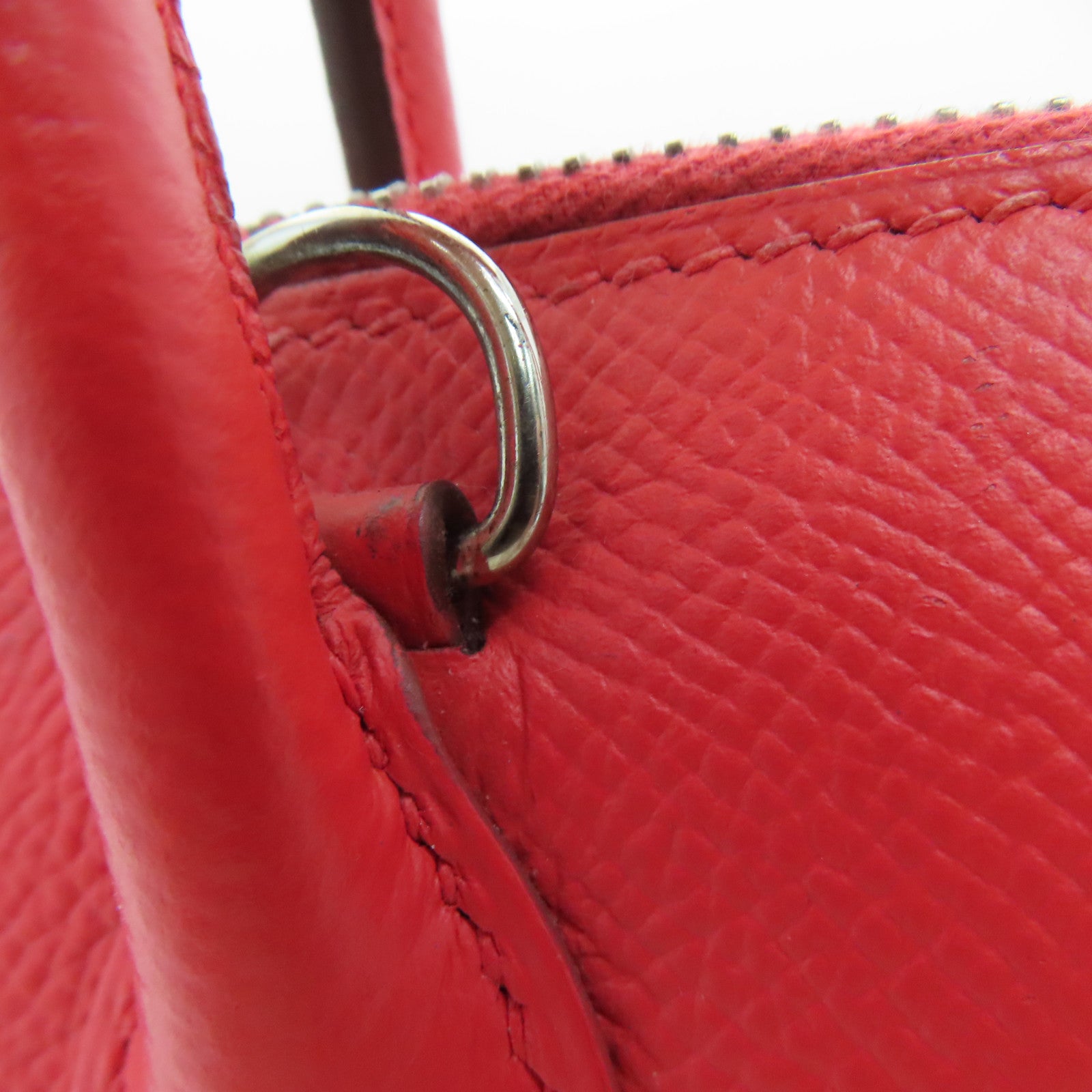 HERMES Epsom Leather Bolide 27 Silver Buckle Handle Shoulder Backpack Rose Jaipur/Red
