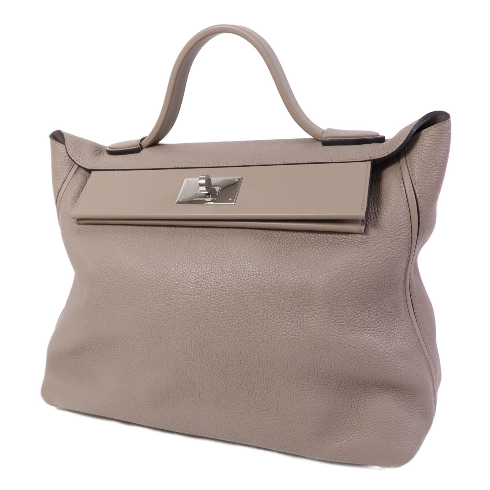 HERMES Togo皮革24/24 35CM銀扣手挽袋Gris Asphalt