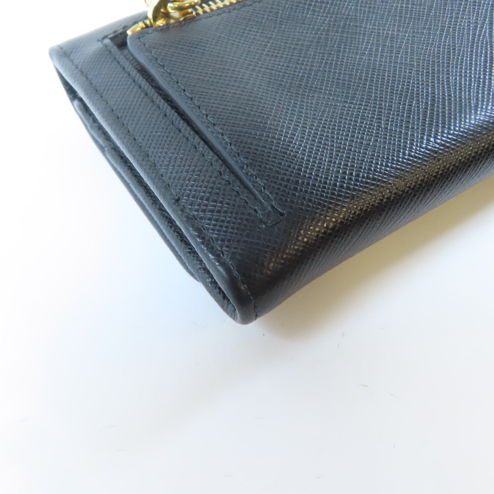 PRADA Saffiano皮革Long Wallet金扣長錢包黑色