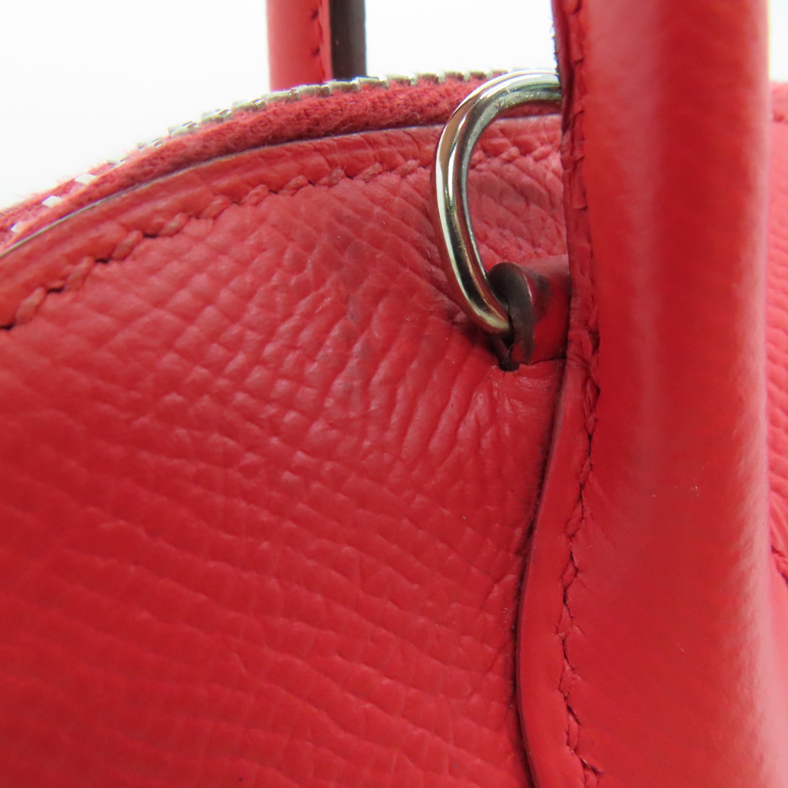 HERMES Epsom Leather Bolide 27 Silver Buckle Handle Shoulder Backpack Rose Jaipur/Red