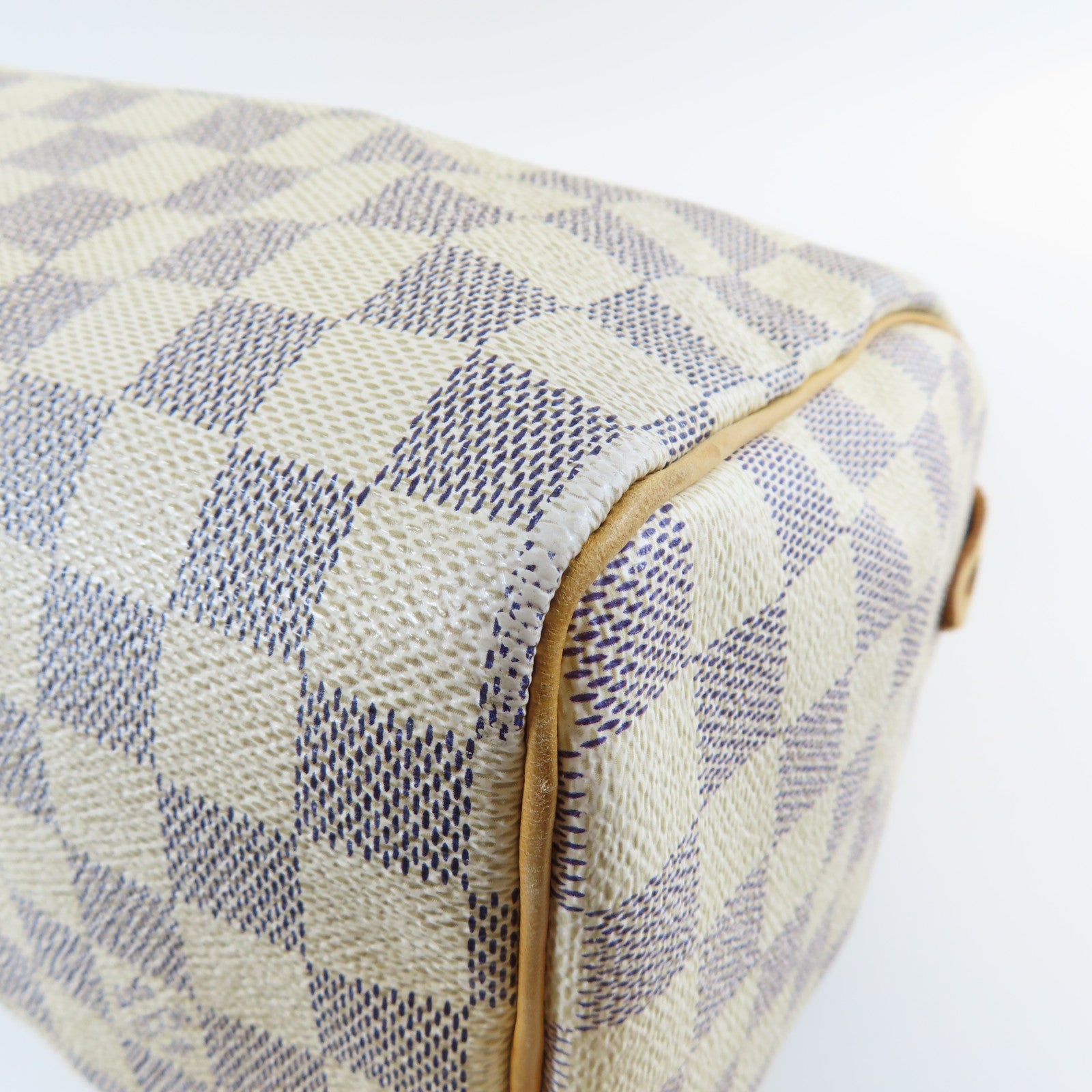 LOUIS VUITTON **【激減優惠】Damier Azur Speedy 25金扣手挽袋白色/啡色