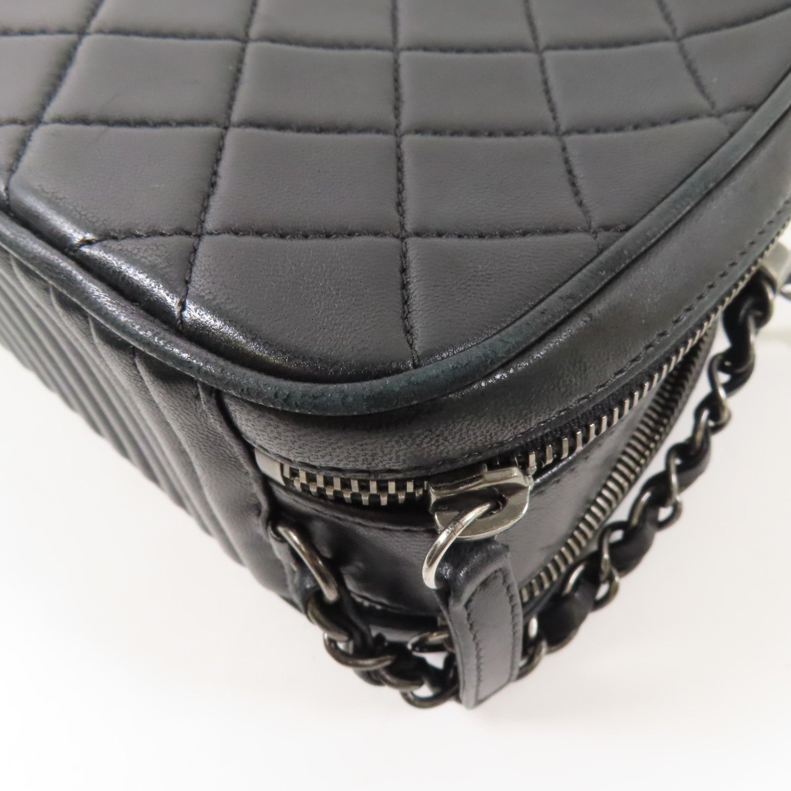 CHANEL 牛皮皮革Chain Shoulder Bag銀扣鏈帶肩背袋
