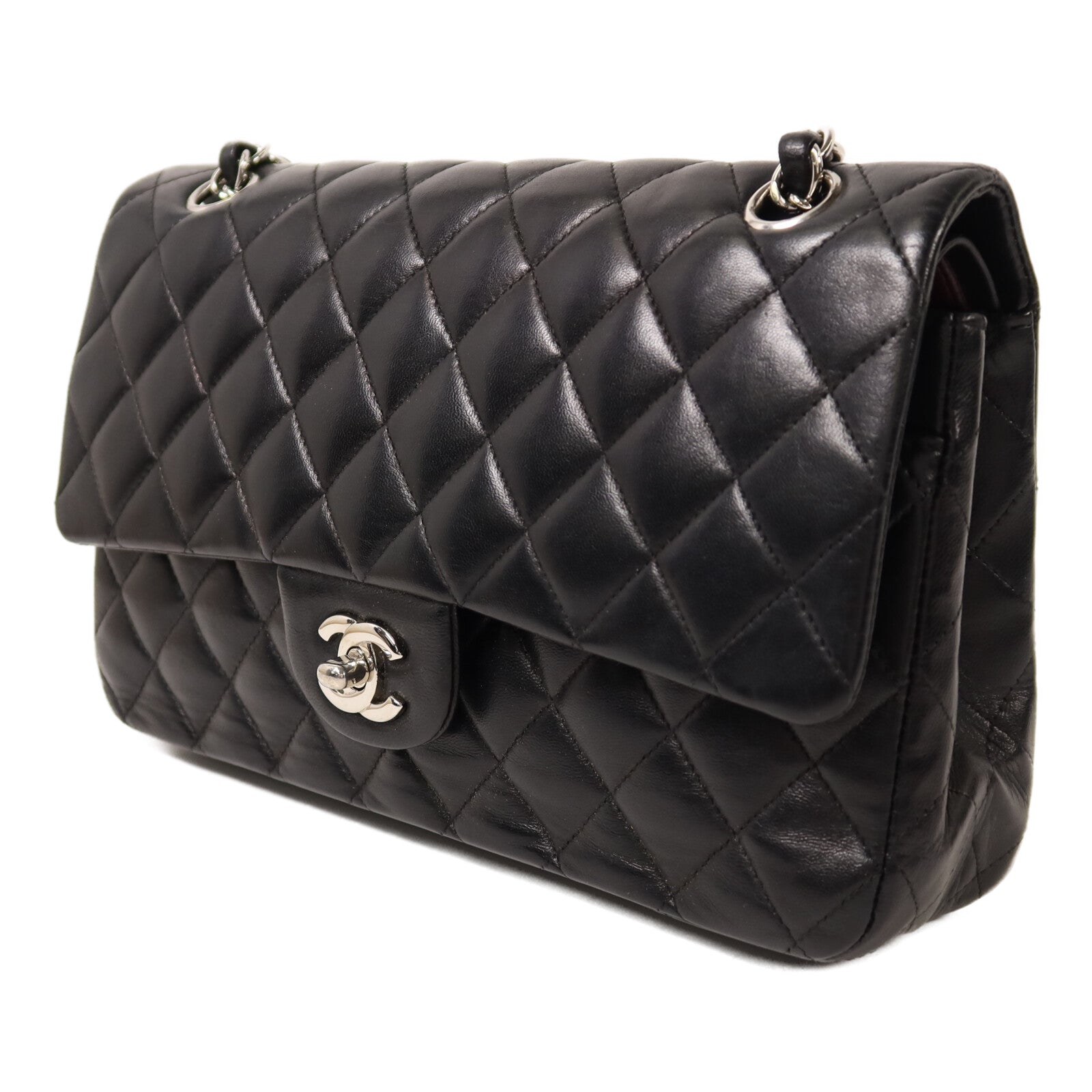 CHANEL 羊皮皮革Classic 25銀扣鏈帶肩背袋