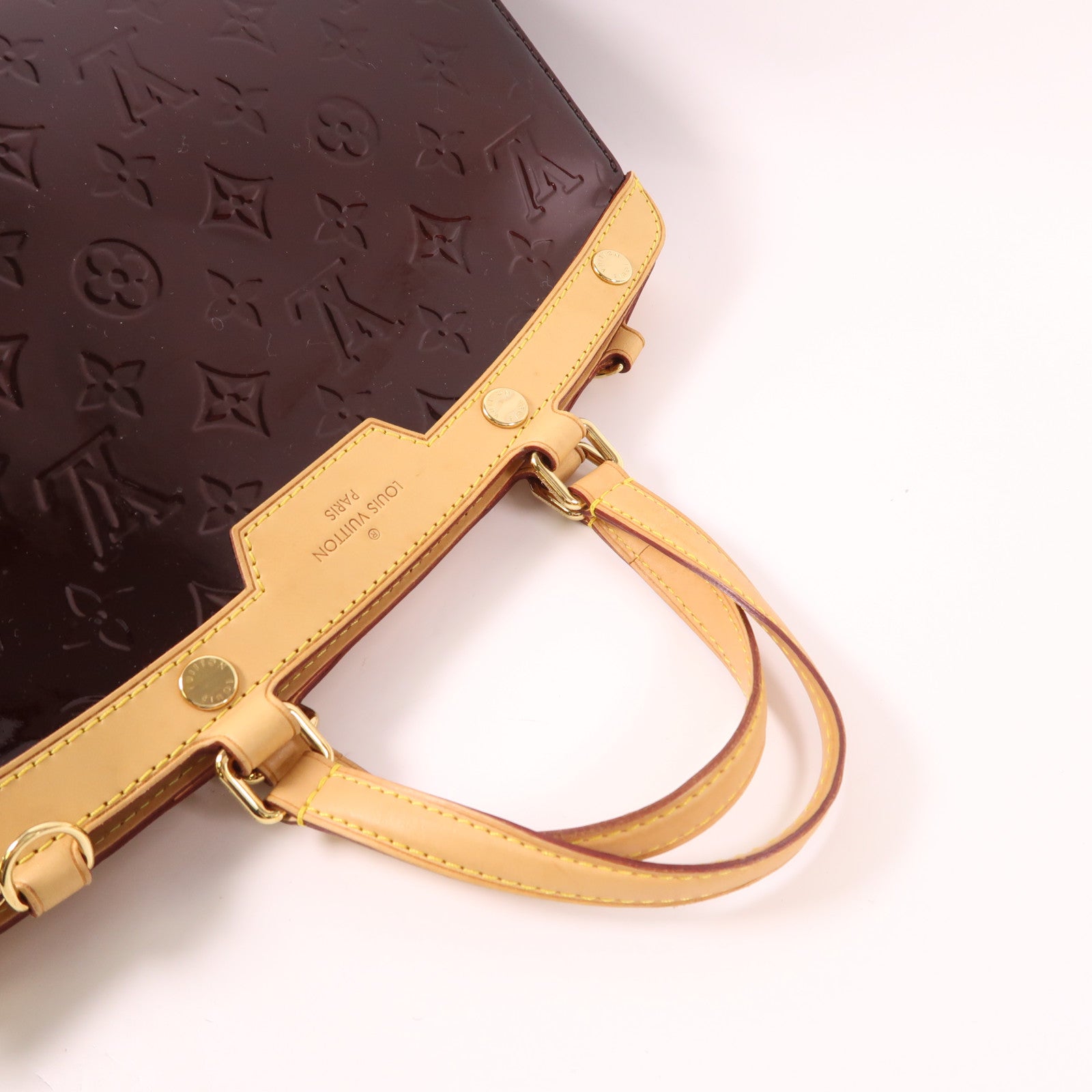 LOUIS VUITTON Vernis Brea MM金扣手挽肩背兩用袋Rouge Fauviste