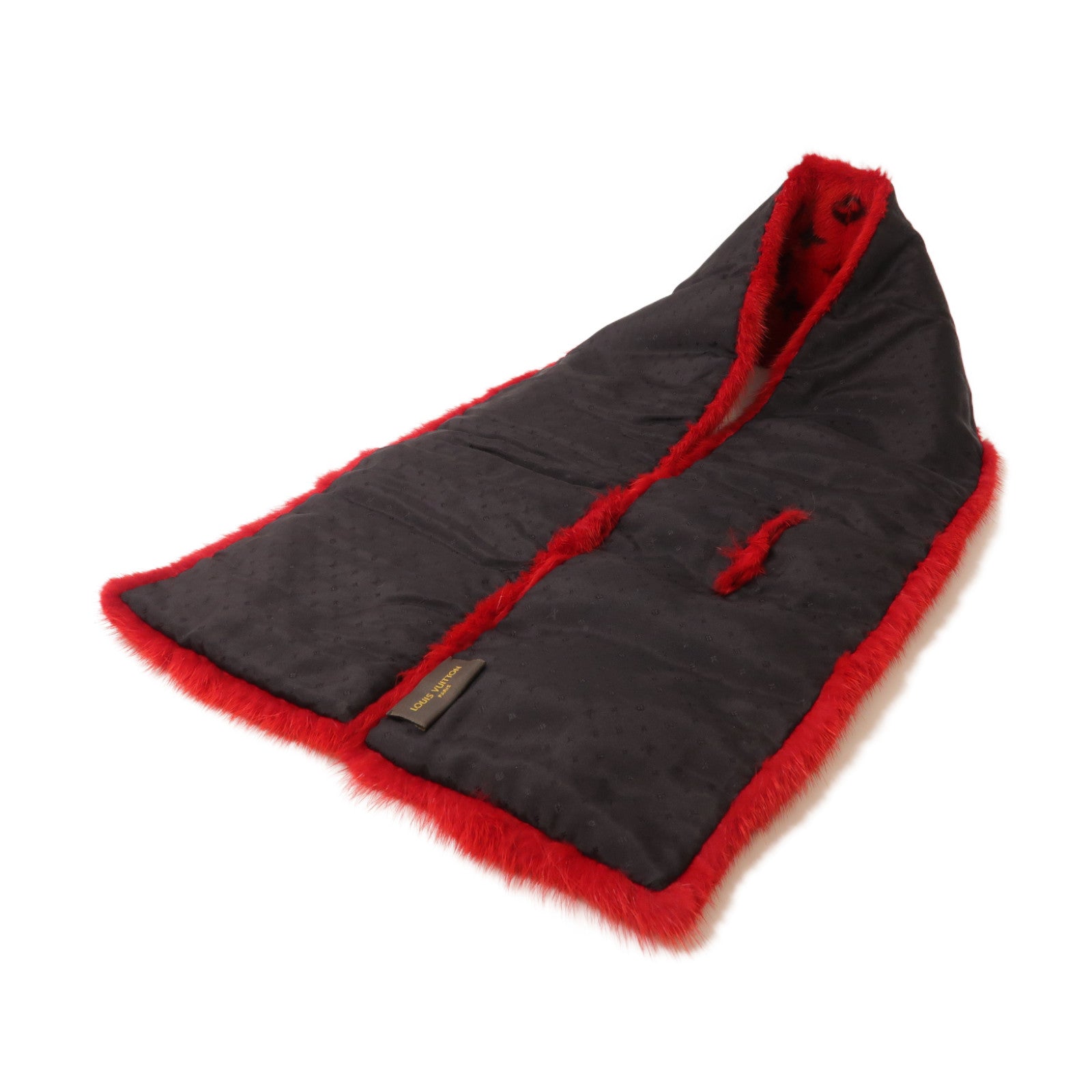 LOUIS VUITTON Mink/絲質Scarf圍巾紅色/黑色