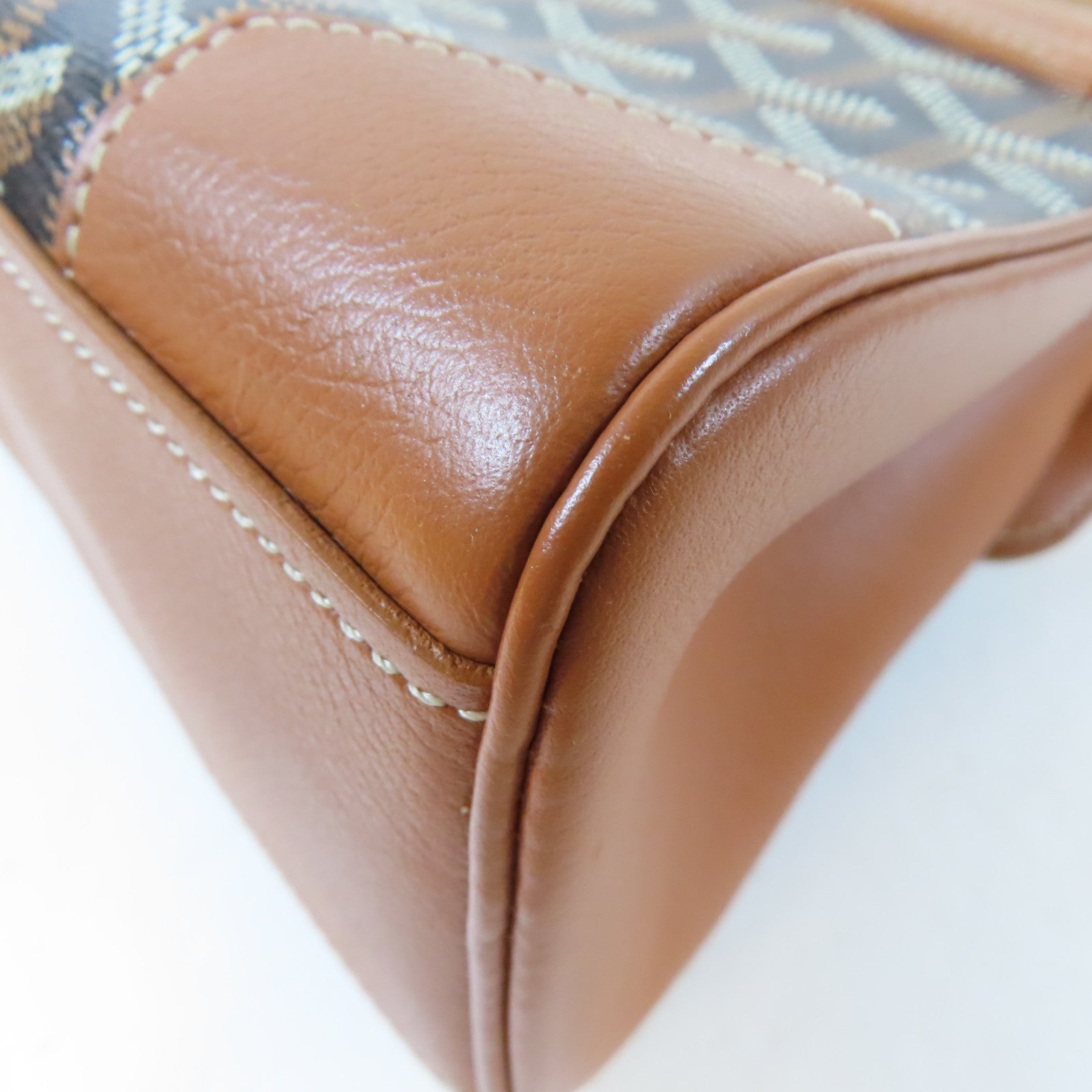 GOYARD 牛皮皮革/塗層帆布Mini Goyardine Saigon手挽肩背兩用袋啡色/黑色