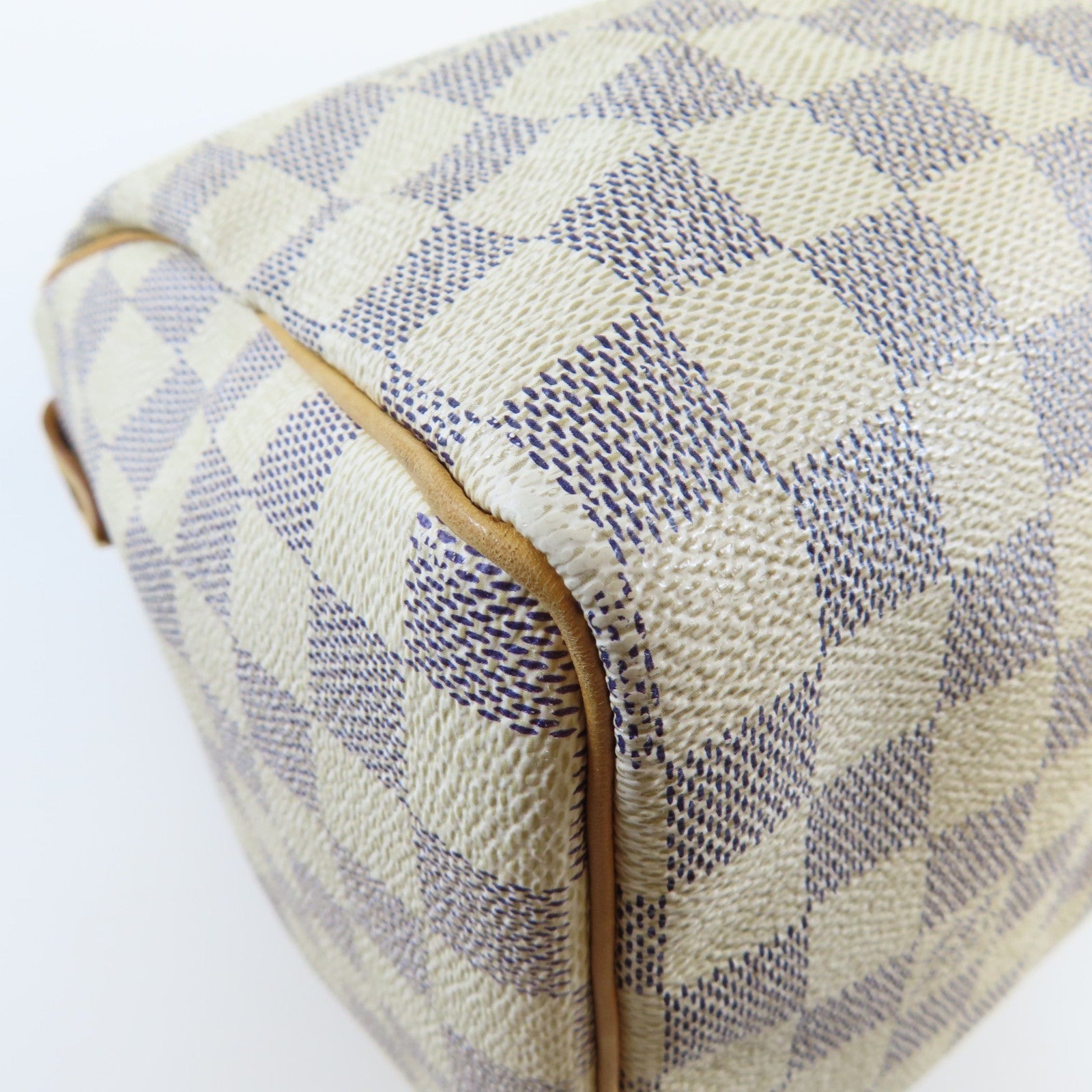 LOUIS VUITTON **【激減優惠】Damier Azur Speedy 25金扣手挽袋白色/啡色