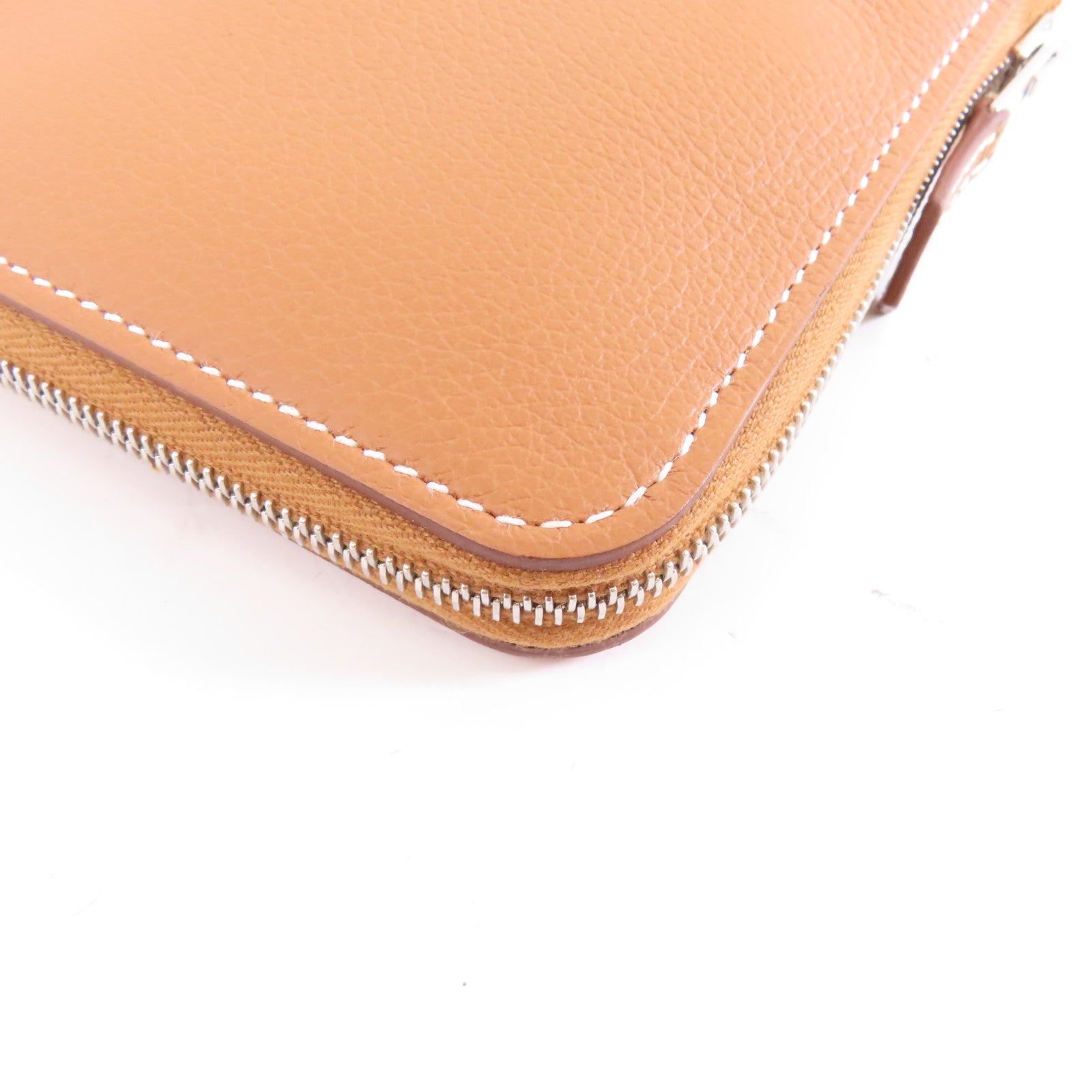 HERMES Evercolor皮革Silk in Wallet銀扣長錢包經典駝色