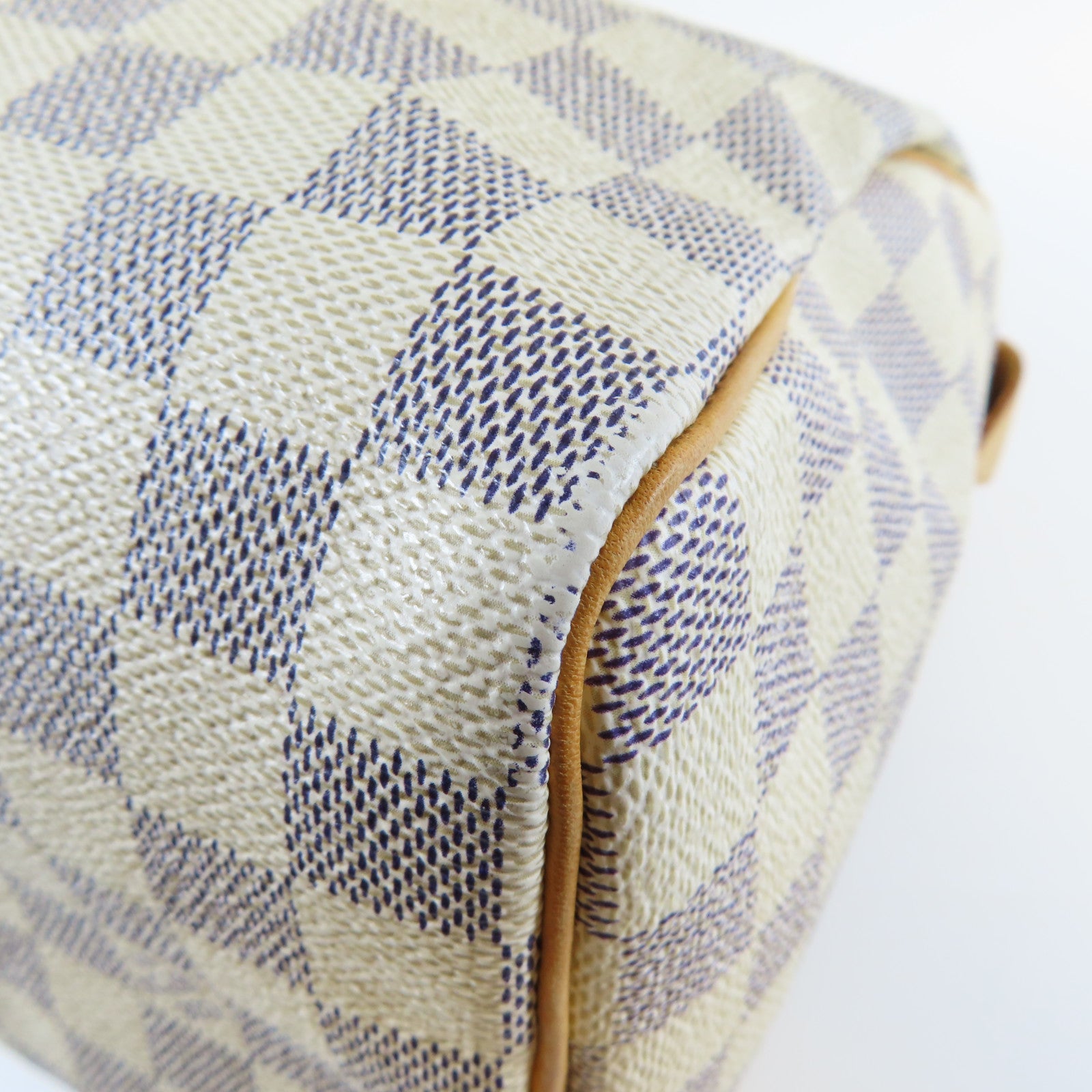 LOUIS VUITTON **【激減優惠】Damier Azur Speedy 25金扣手挽袋白色/啡色