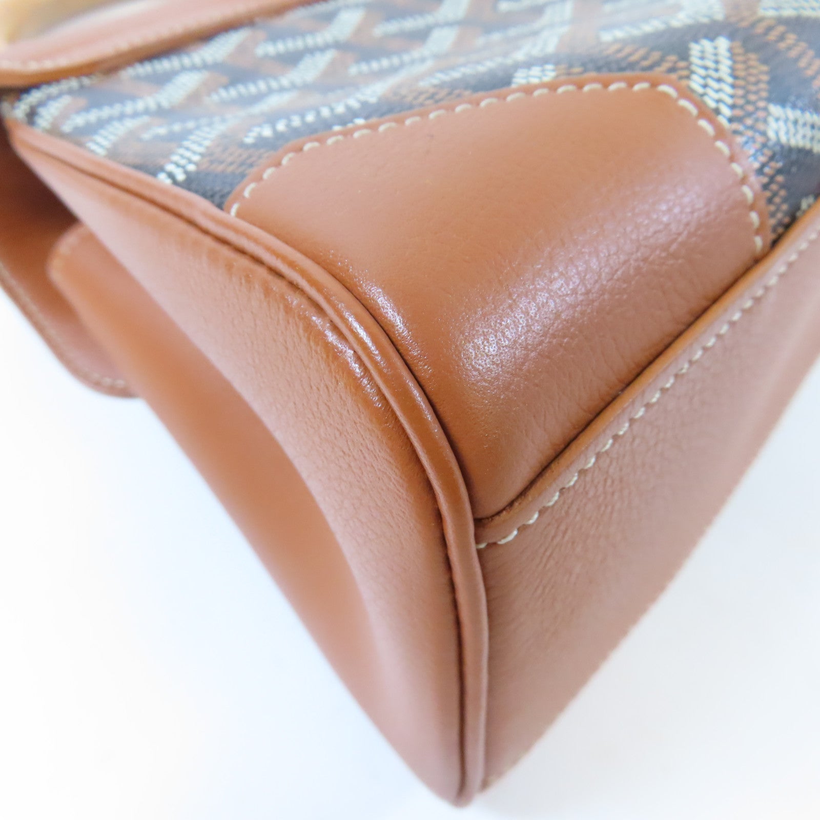GOYARD 牛皮皮革/塗層帆布Mini Goyardine Saigon手挽肩背兩用袋啡色/黑色