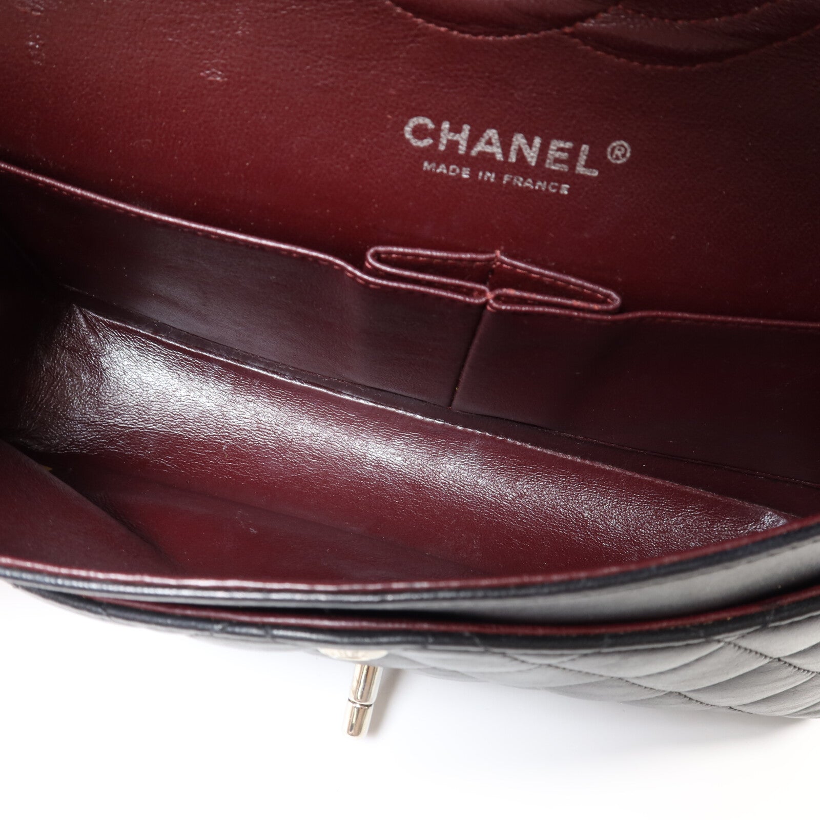 CHANEL 羊皮皮革Classic 25銀扣鏈帶肩背袋