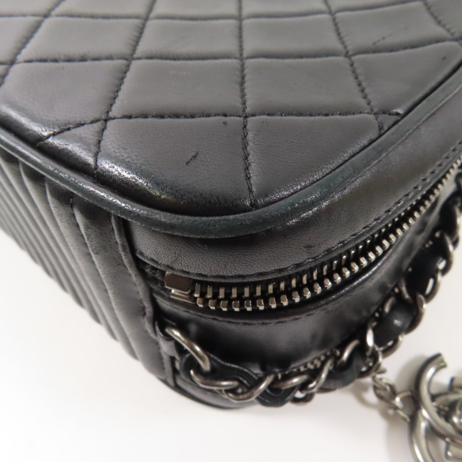 CHANEL 牛皮皮革Chain Shoulder Bag銀扣鏈帶肩背袋
