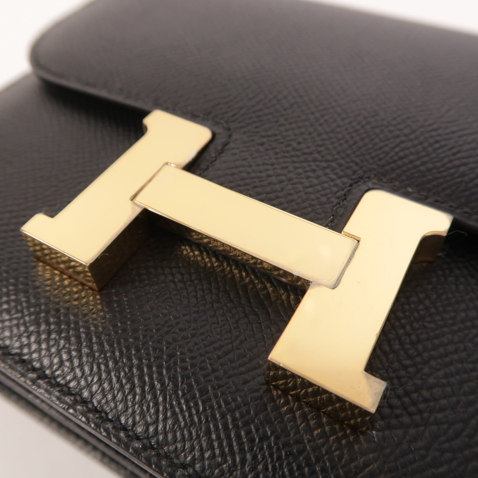 HERMES Epsom皮革Constance Mini金扣肩背袋Noir