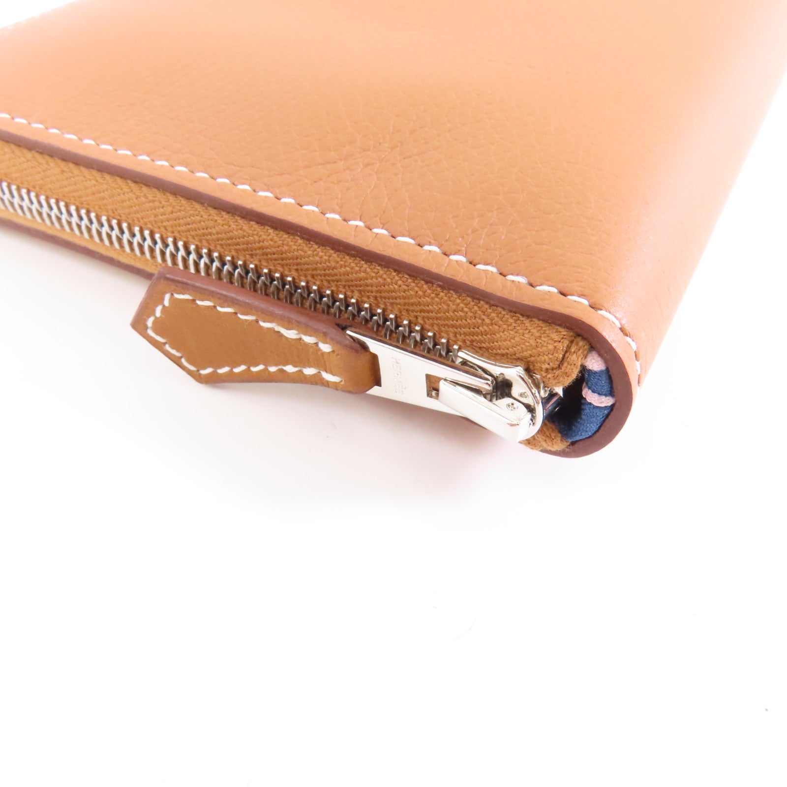 HERMES Evercolor皮革Silk in Wallet銀扣長錢包經典駝色