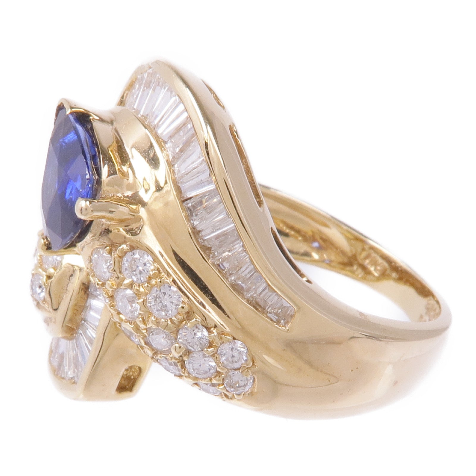 JEWELRY 18K黃金Sapphire Diamond Ring藍寶石/鑽石戒指US#7.5