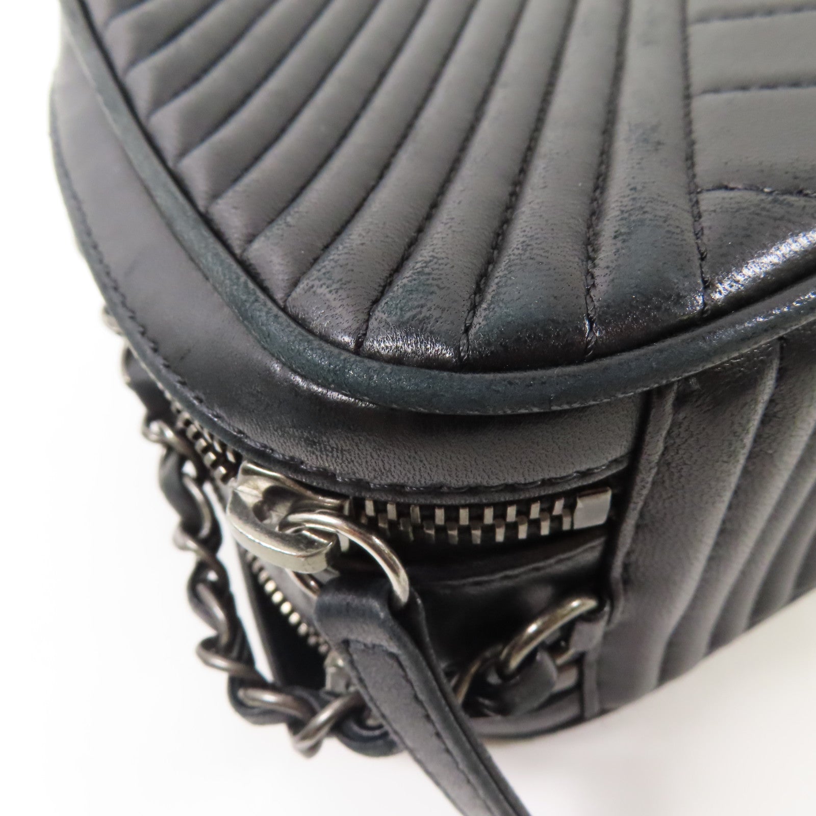 CHANEL 牛皮皮革Chain Shoulder Bag銀扣鏈帶肩背袋