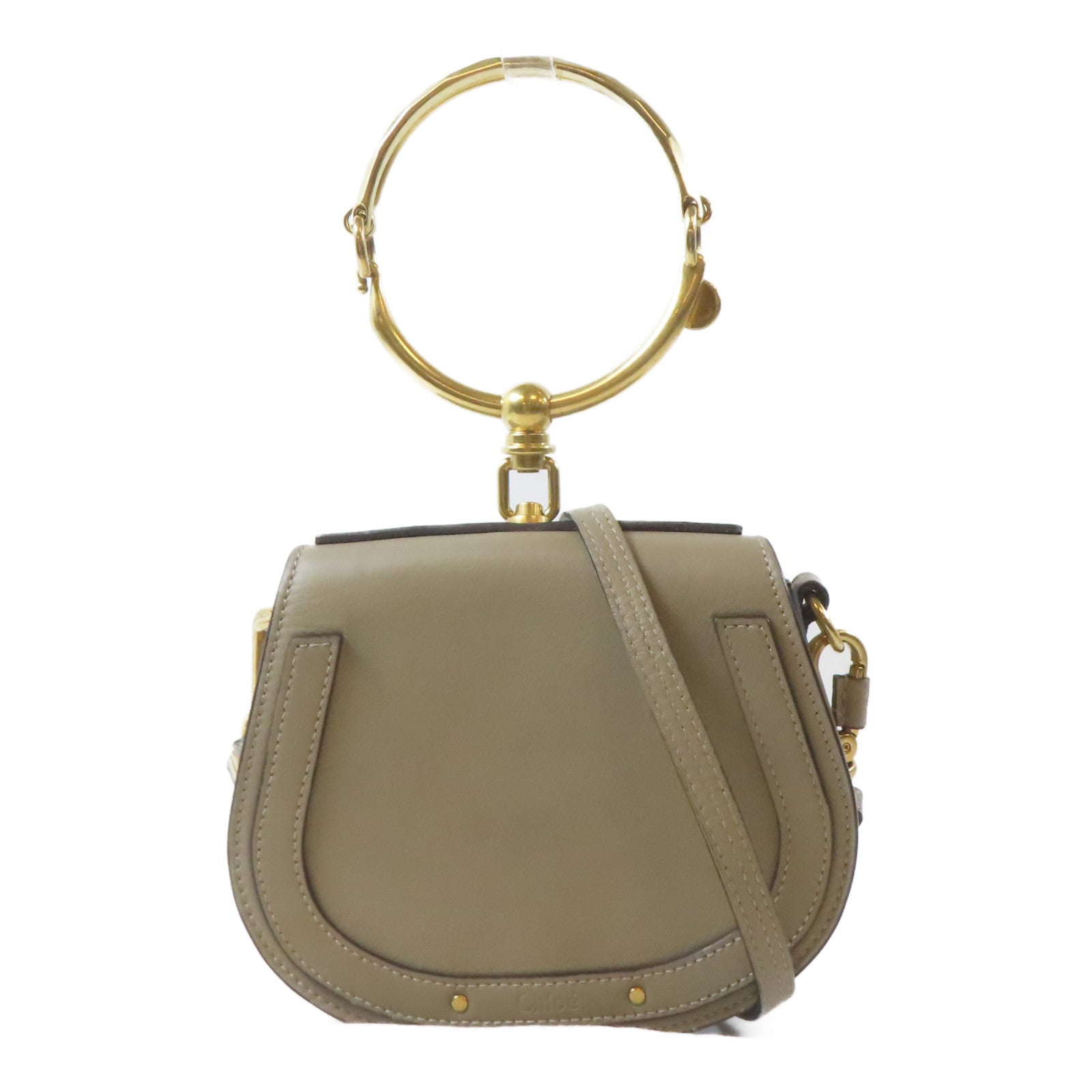 Chloe 牛皮皮革Nile Bag金扣手挽肩背兩用袋啡色