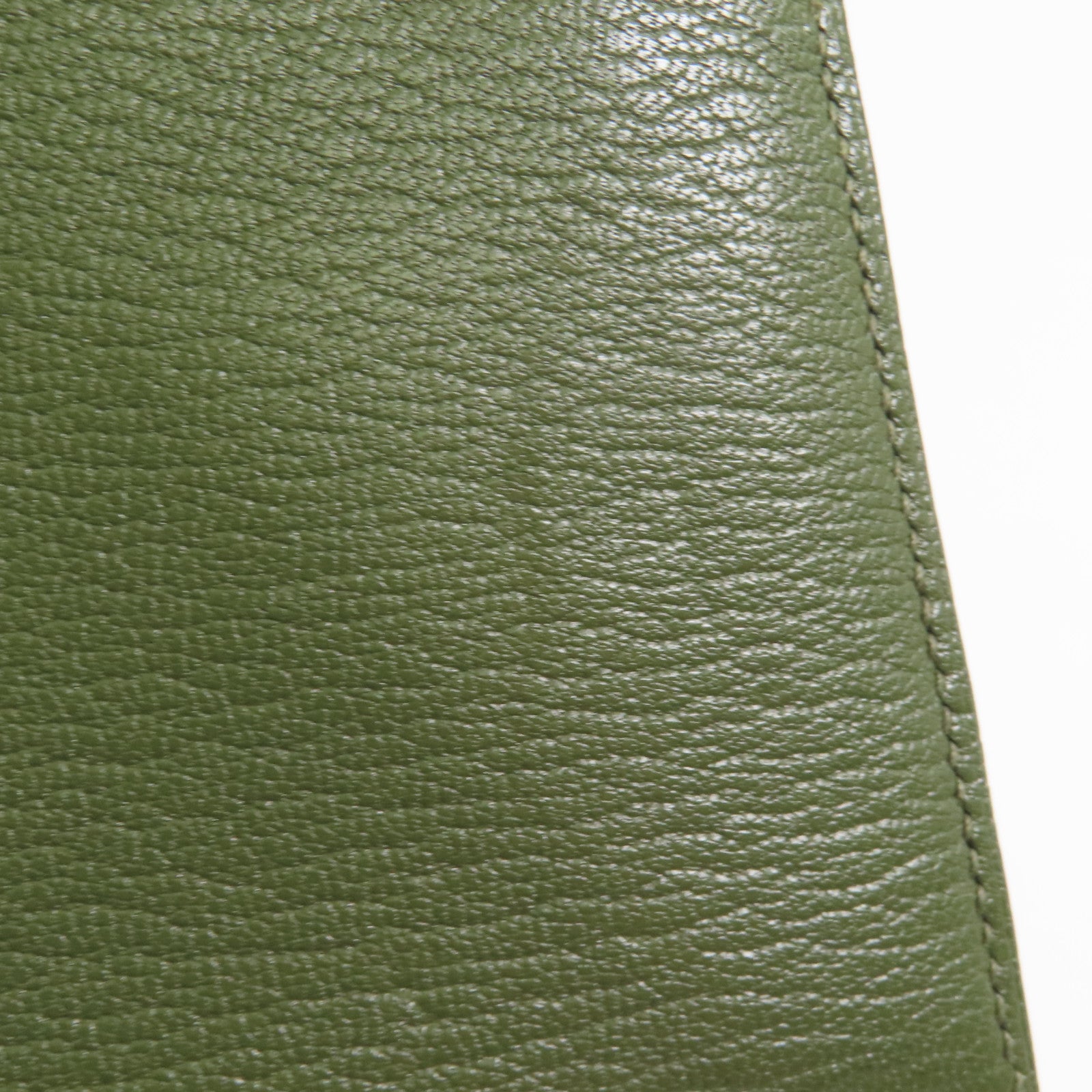 HERMES Chevre皮革Bearn Long Wallet銀扣長錢包Green