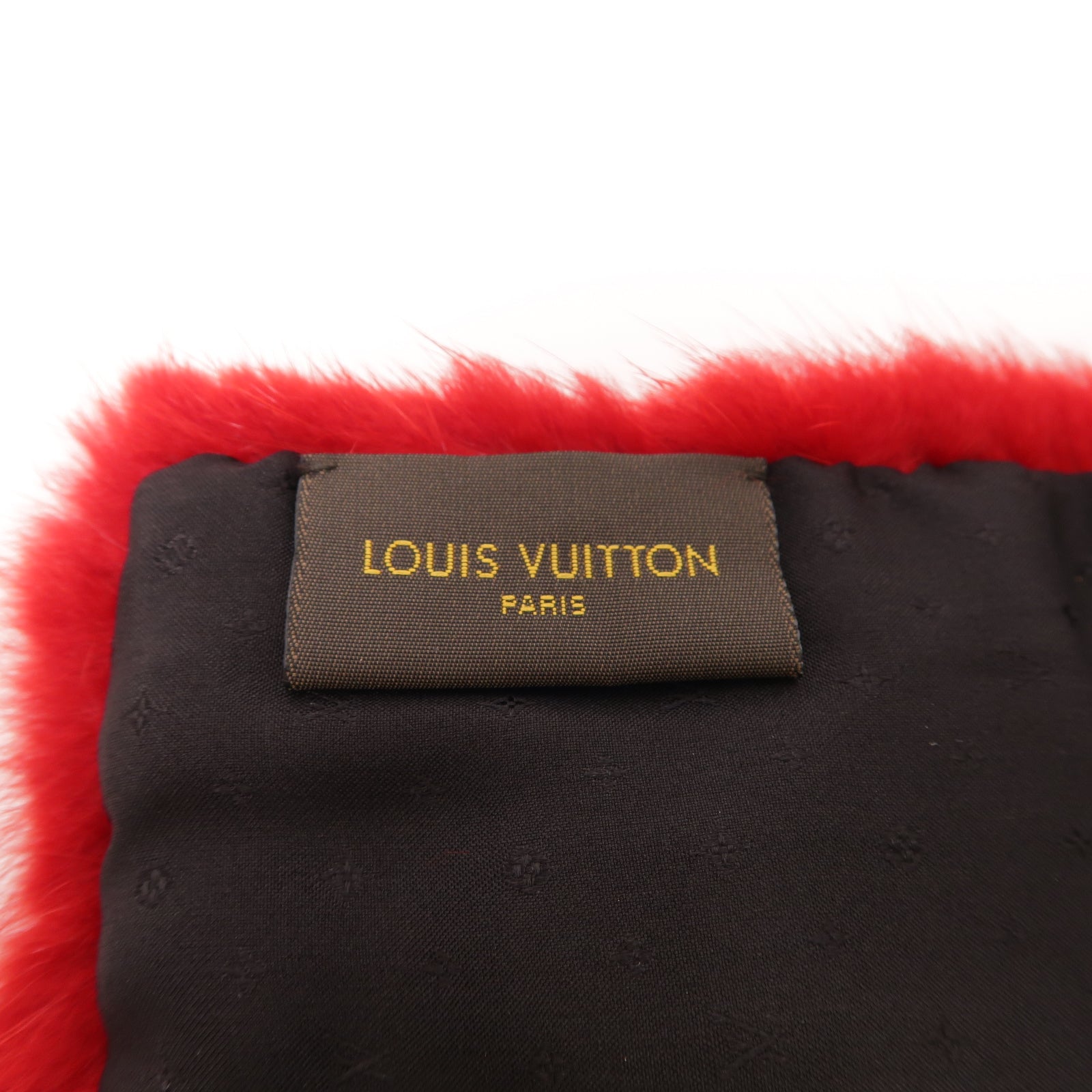 LOUIS VUITTON Mink/絲質Scarf圍巾紅色/黑色