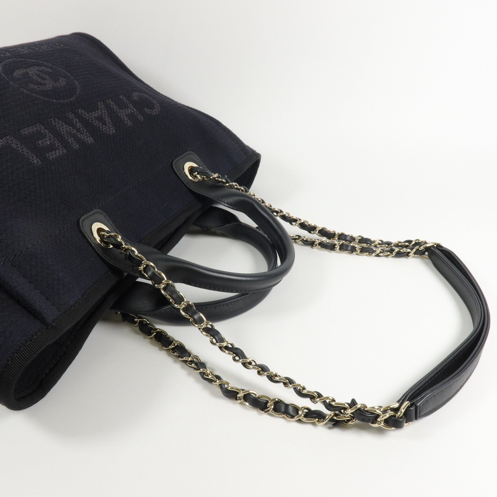 CHANEL 帆布Deauville Tote手挽肩背兩用袋