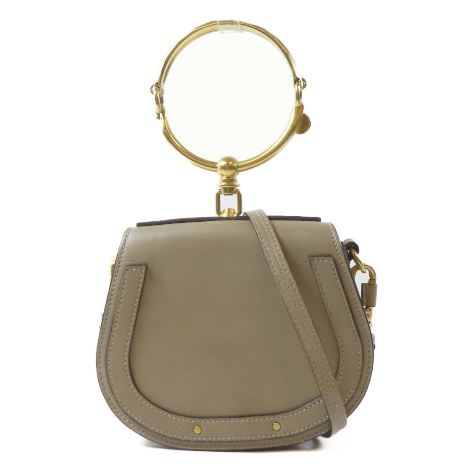 Chloe 牛皮皮革Nile Bag金扣手挽肩背兩用袋啡色