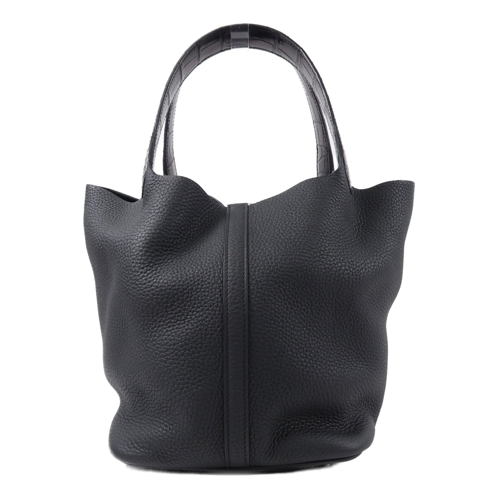 HERMES Clemence皮革Picotin MM手挽袋Noir