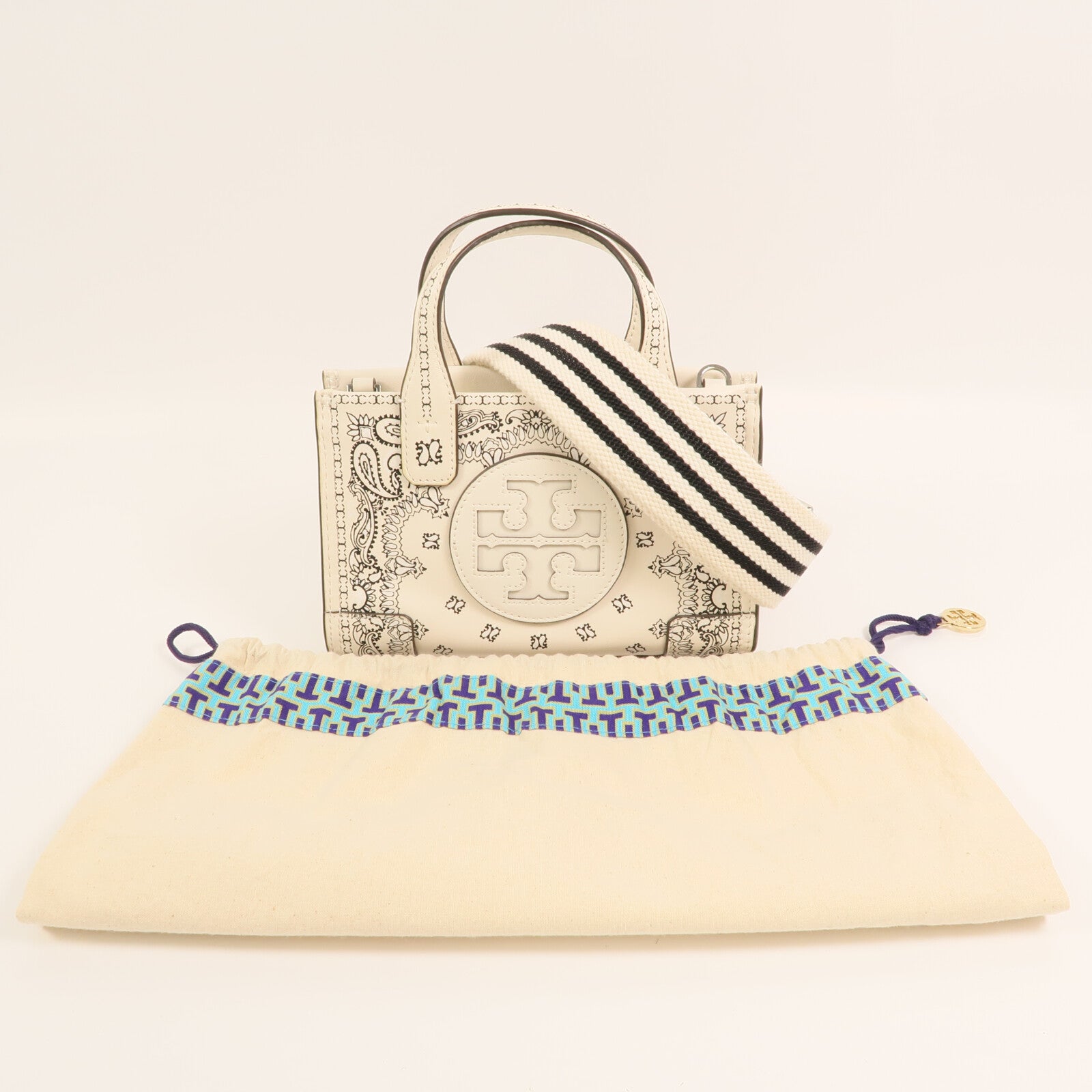Tory Burch 皮革Ella Micro Tote Bag銀扣手挽肩背兩用袋