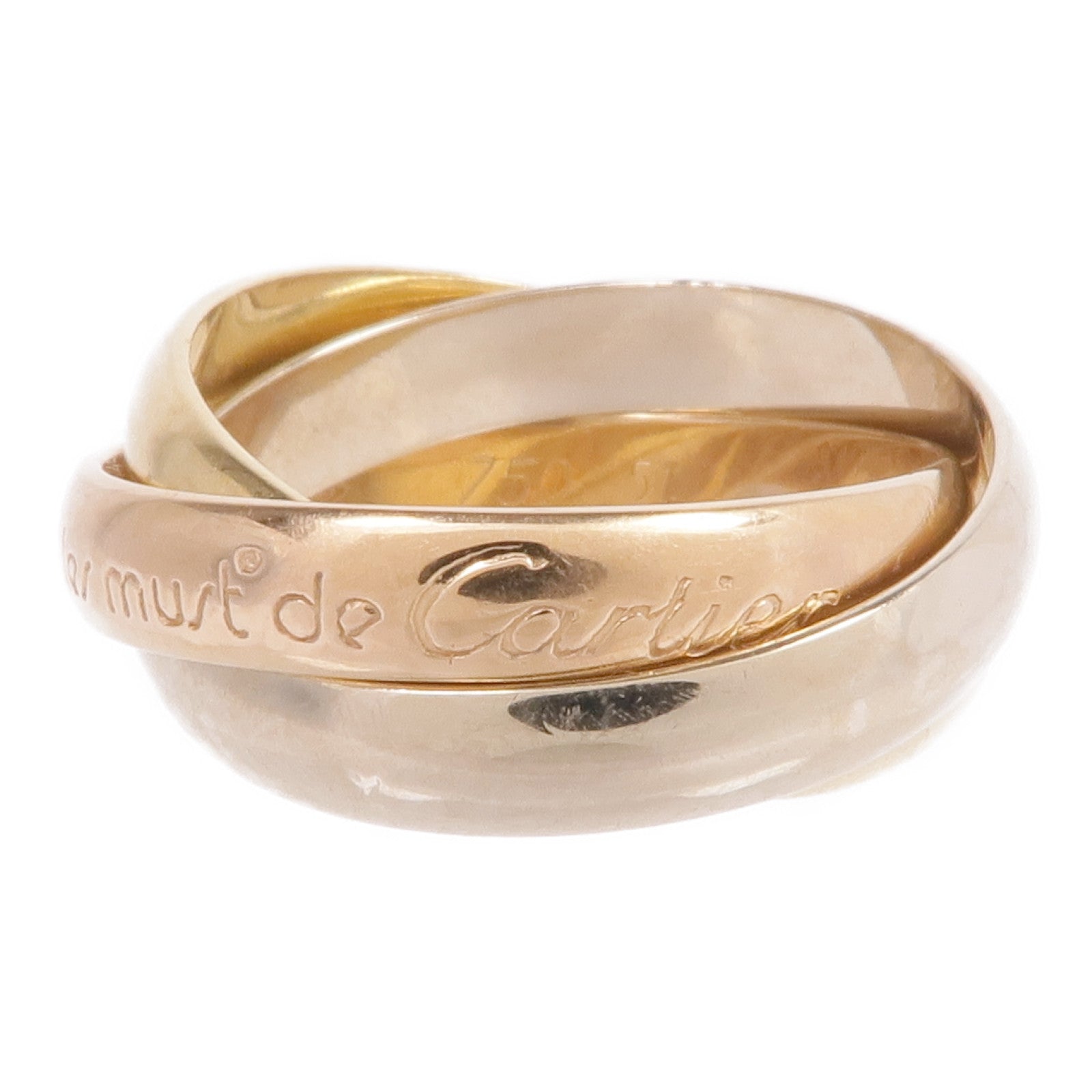 CARTIER 18K黃金/白金/玫瑰金Trinity戒指Cartier#51/US#5.5