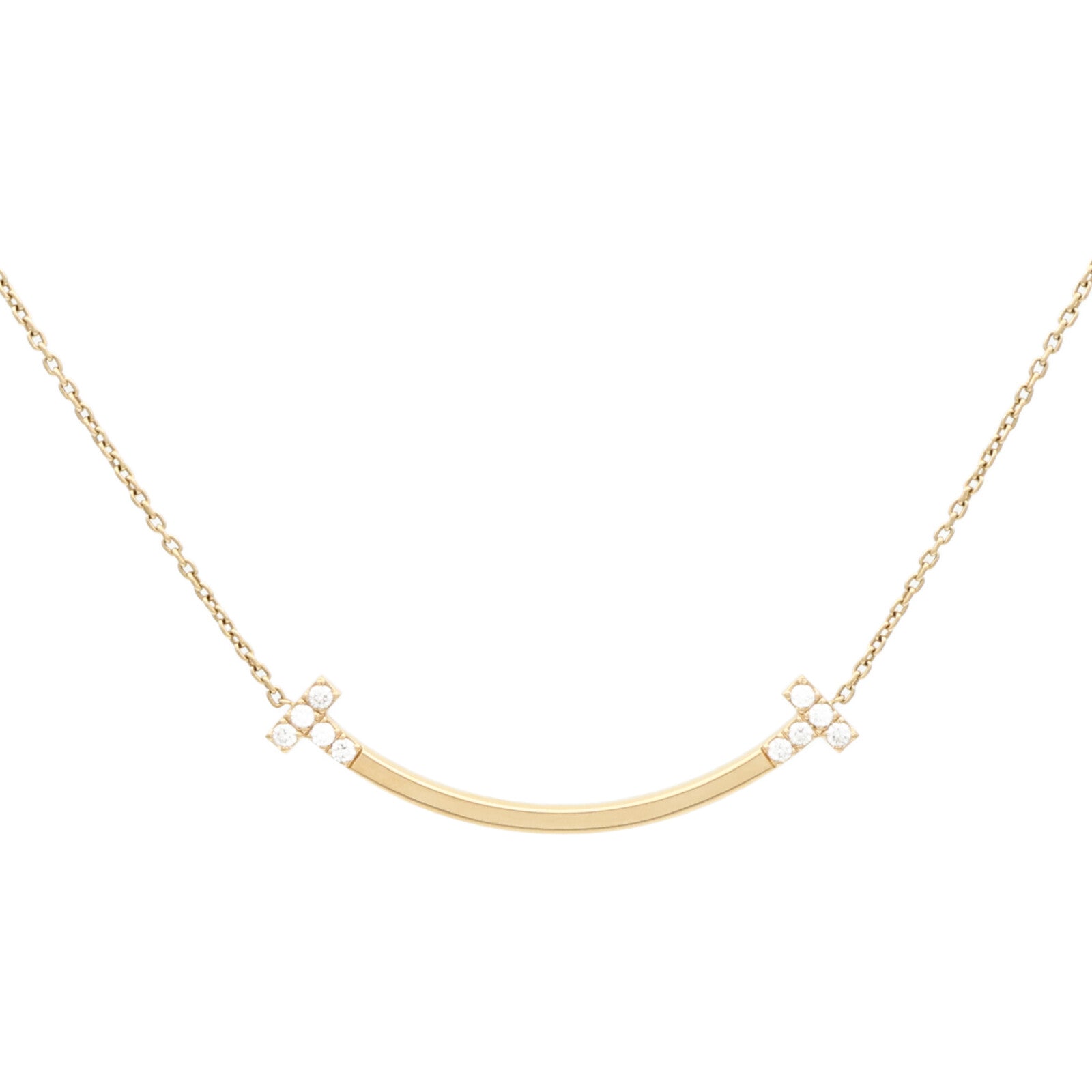 TIFFANY＆CO 18K黃金T-Smile Diamond Pendent鑽石項鍊
