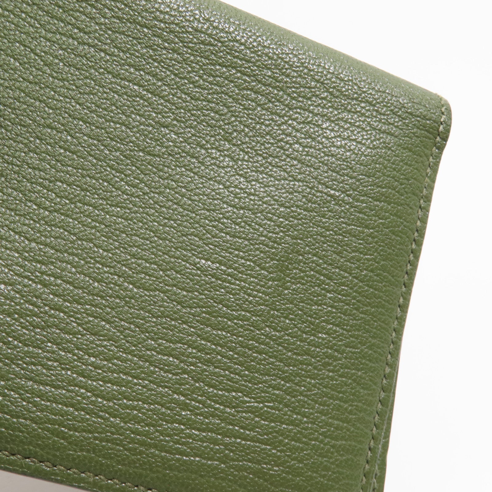 HERMES Chevre皮革Bearn Long Wallet銀扣長錢包Green