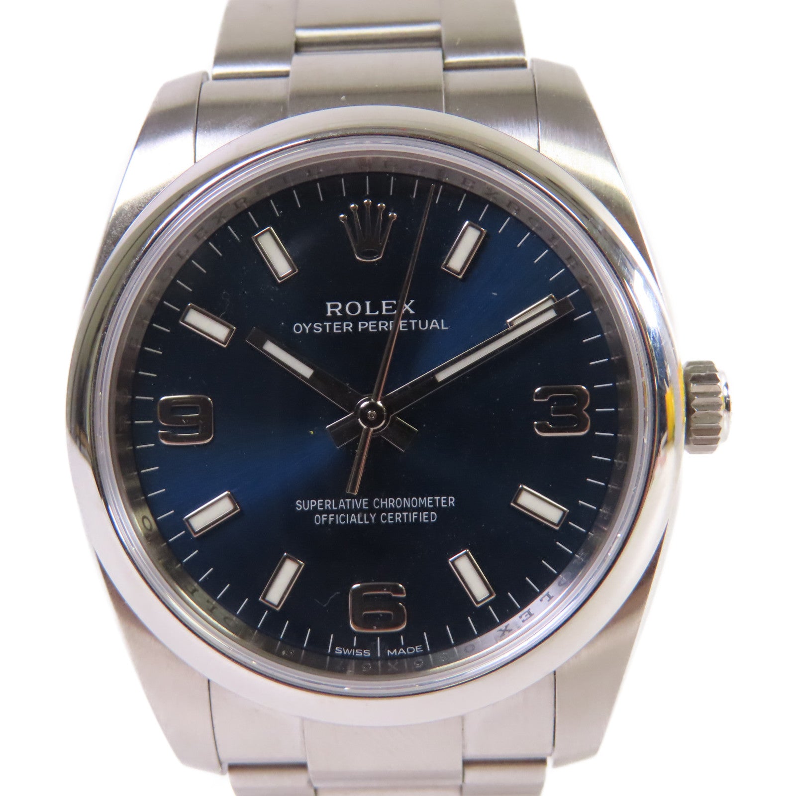 ROLEX Oyster Perpetual Watch不鏽鋼自動機芯手錶藍色