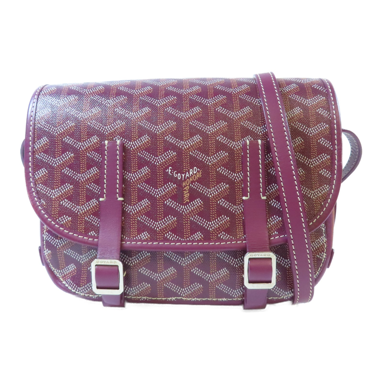 GOYARD 塗層帆布Belvedere銀扣肩背袋紫色