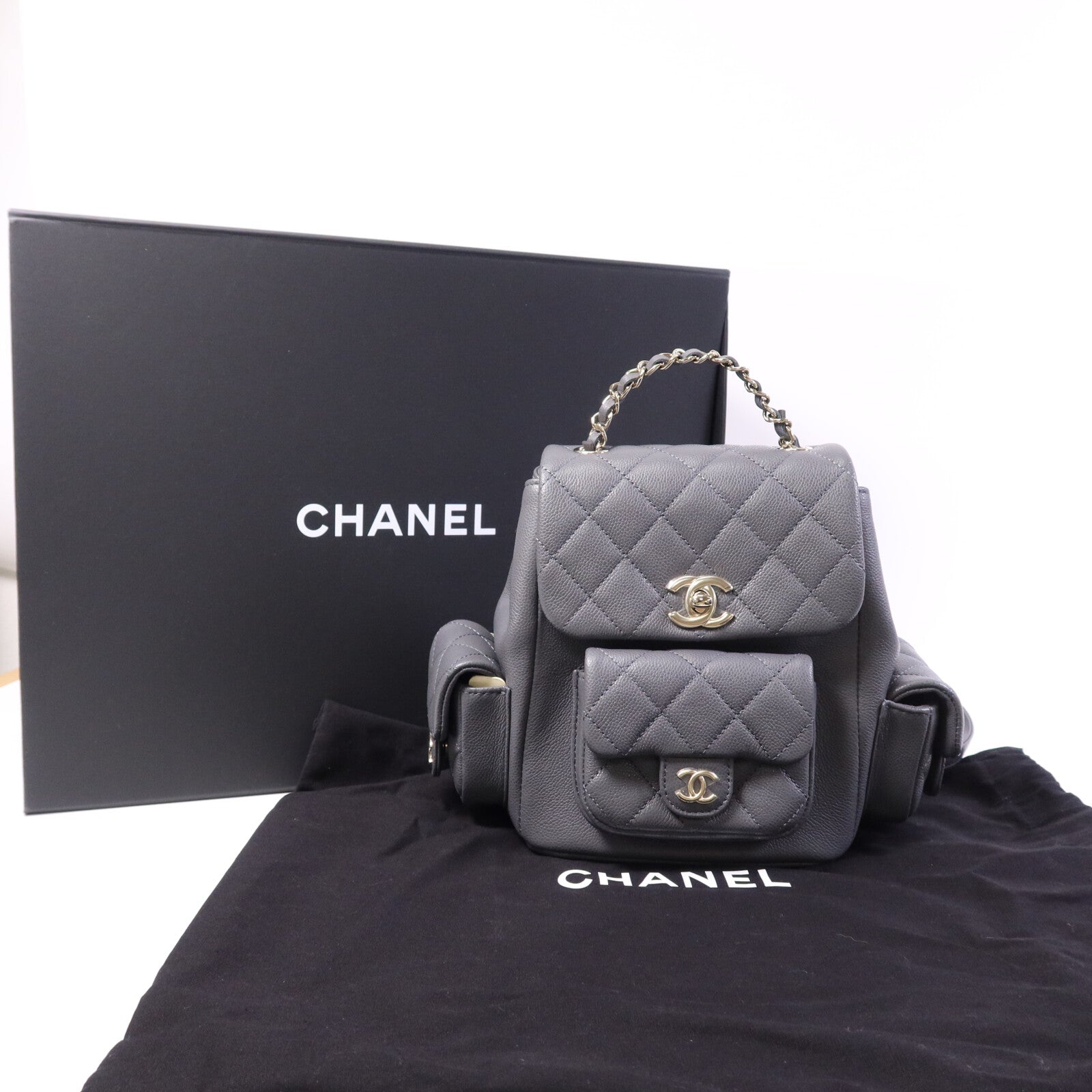 CHANEL 牛皮皮革Duma Backpack金扣背包