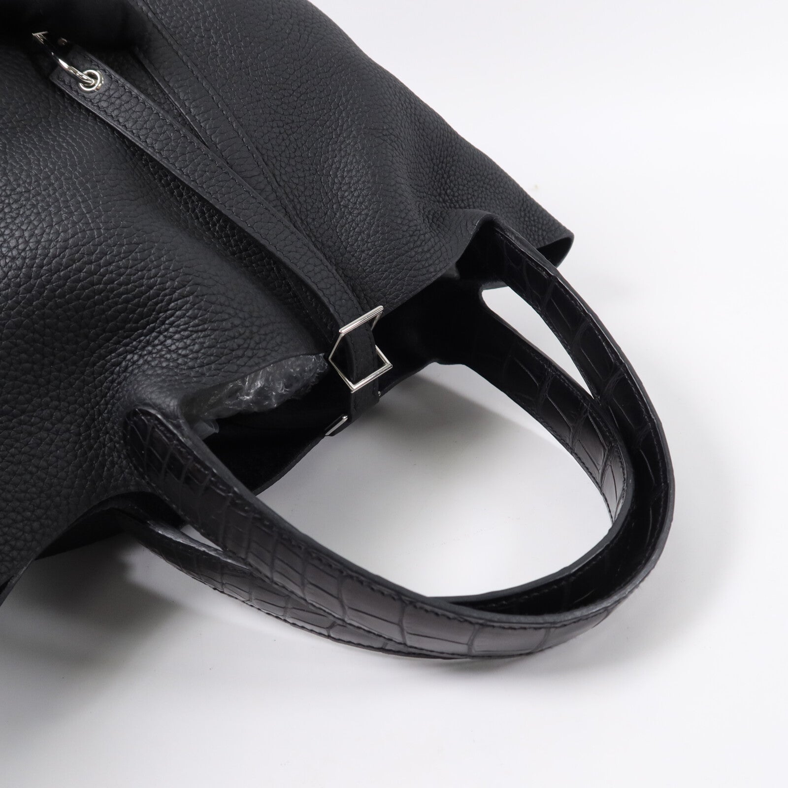 HERMES Clemence皮革Picotin MM手挽袋Noir