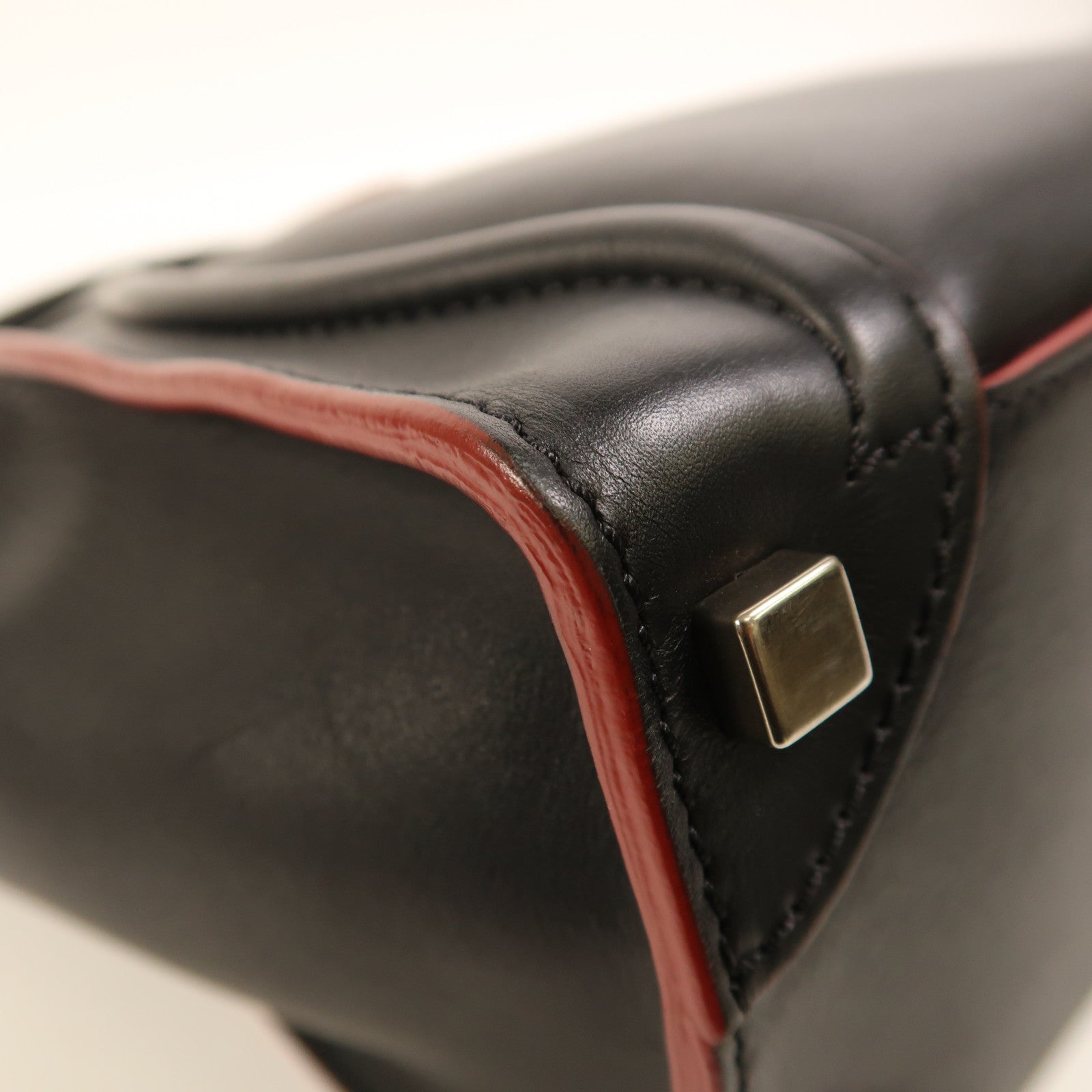 CELINE 牛皮皮革Micro Luggage銀扣手挽袋