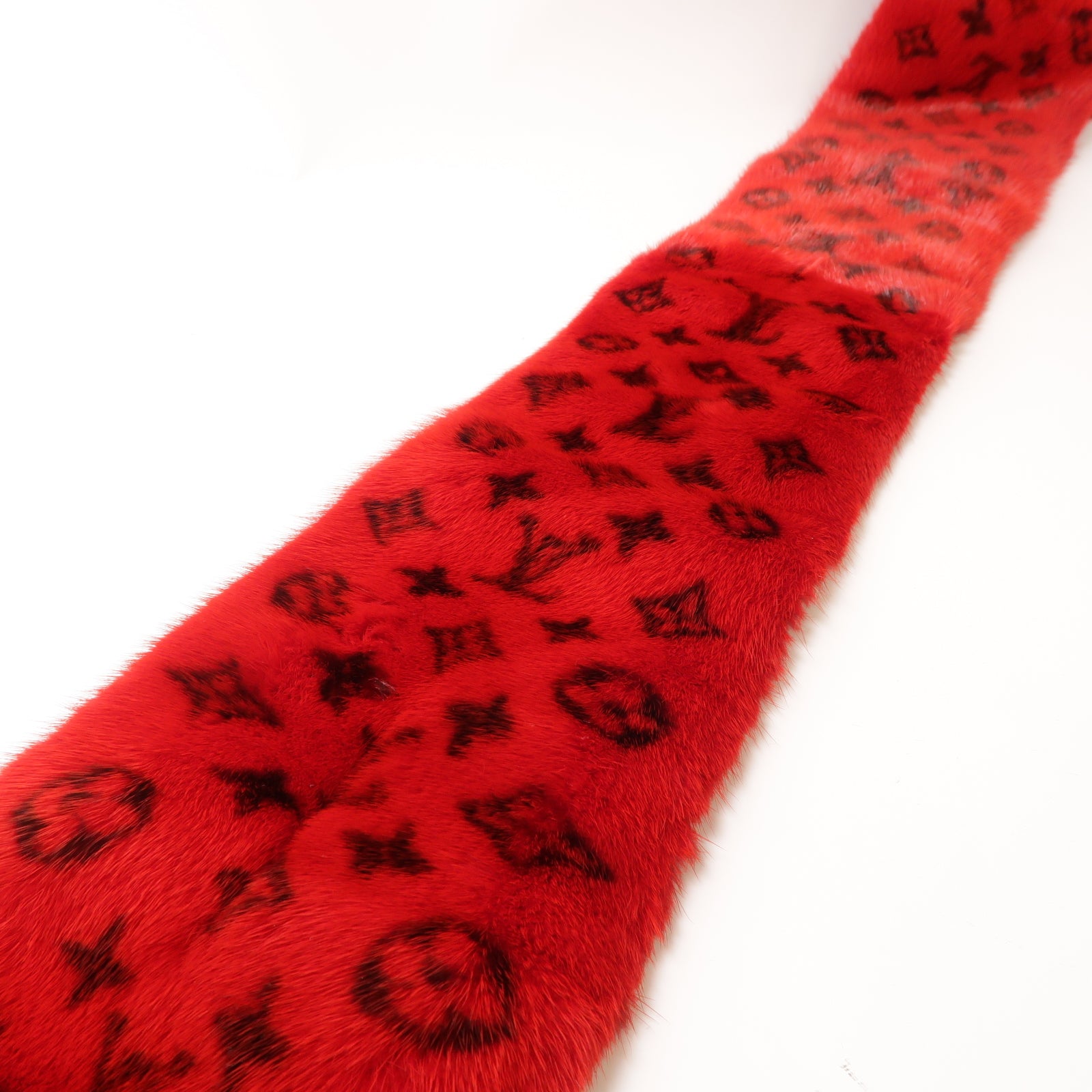 LOUIS VUITTON Mink/絲質Scarf圍巾紅色/黑色