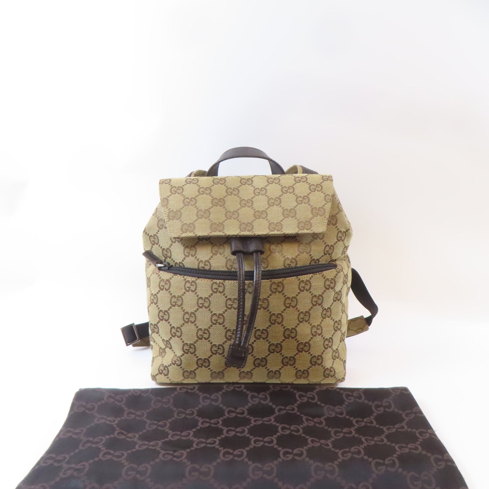 GUCCI 帆布GG Supreme BackPack銀扣背包啡色