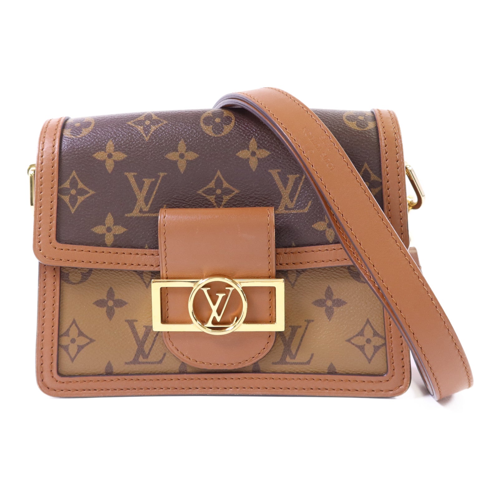 LOUIS VUITTON 【激減優惠】Monogram Reverse Mini Dauphine金扣肩背袋