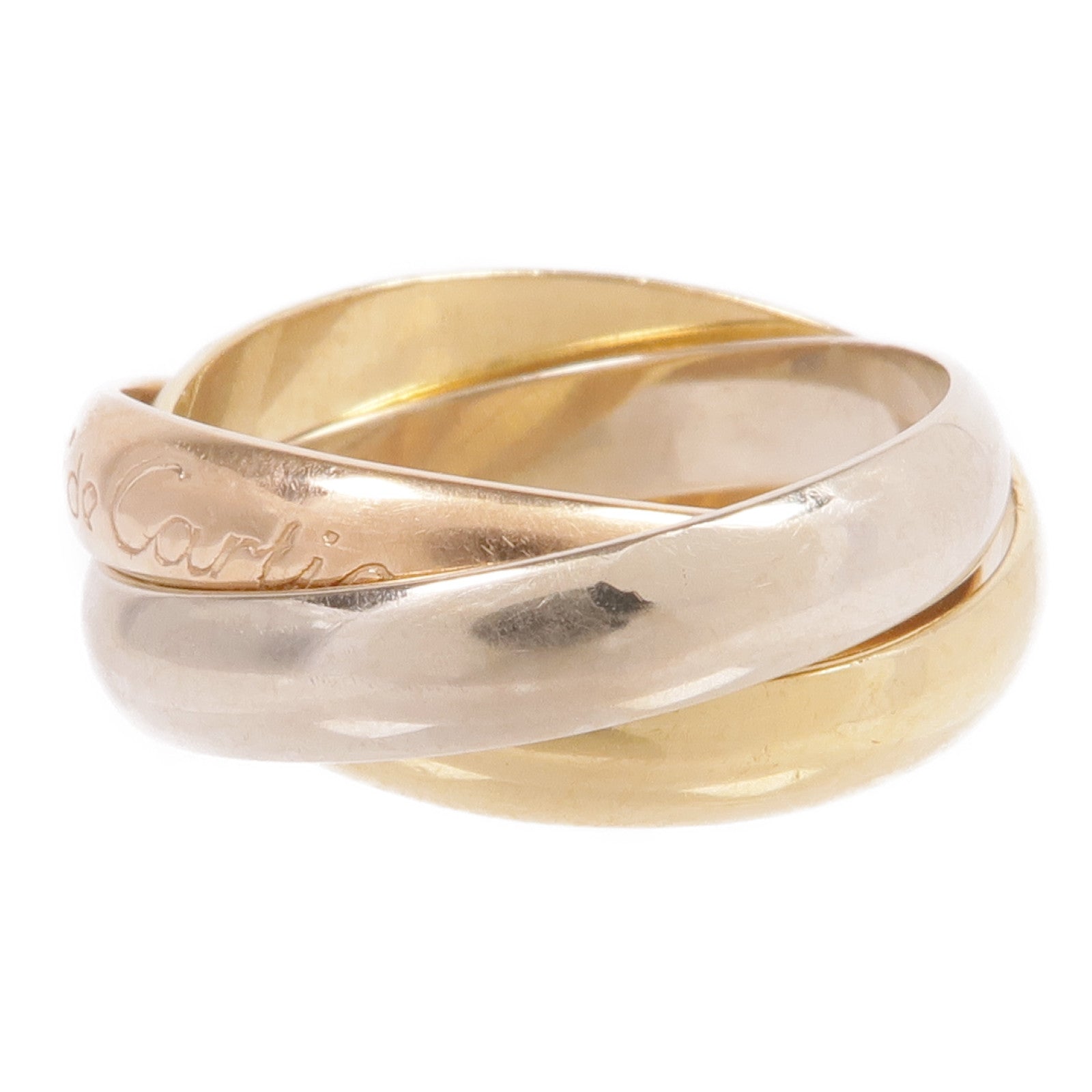 CARTIER 18K黃金/白金/玫瑰金Trinity戒指Cartier#51/US#5.5