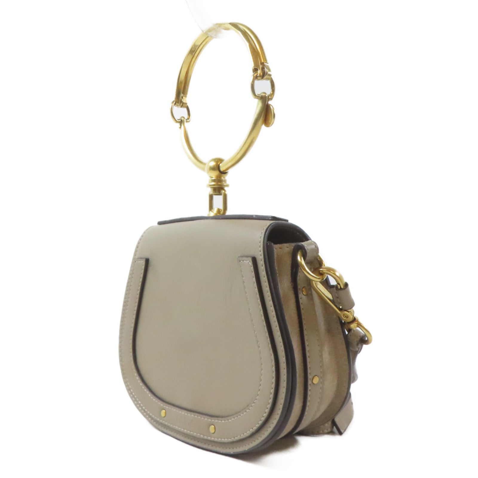 Chloe 牛皮皮革Nile Bag金扣手挽肩背兩用袋啡色