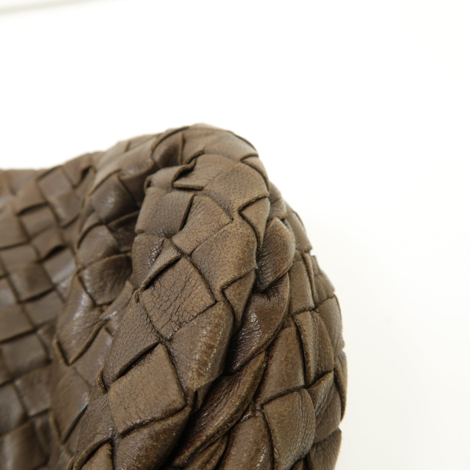 BOTTEGA VENETA 織紋羊皮皮革Hand Bag金扣手提袋啡色