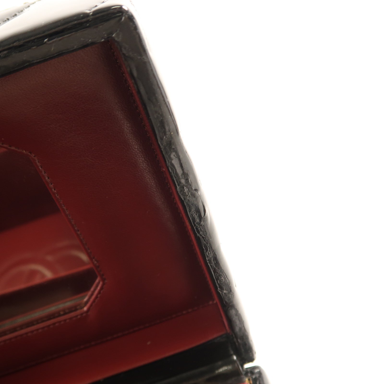 CHANEL CC GHW Makeup Box Handbag Patent Leather Black