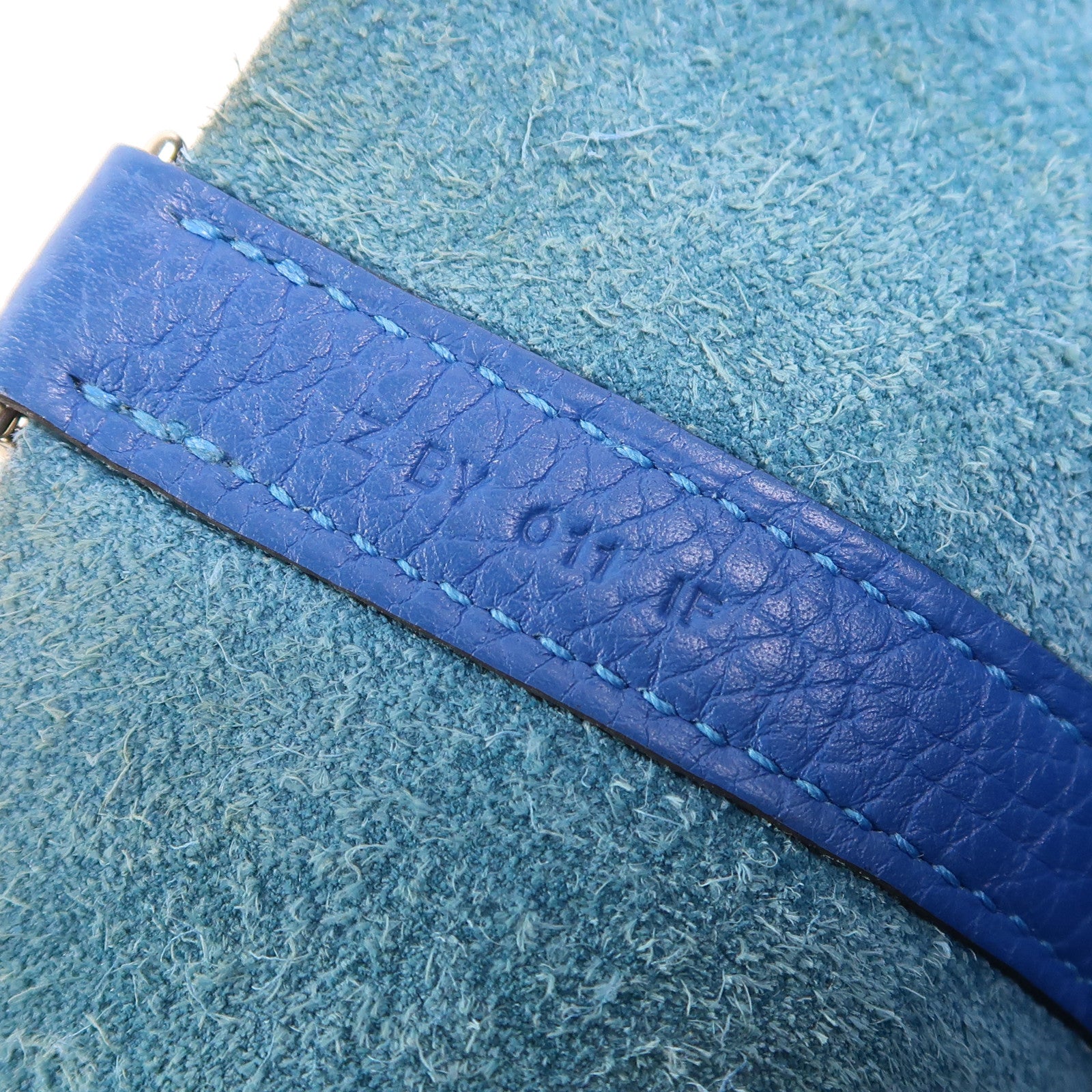 HERMES 鱷魚皮革/Clemence皮革Picotin MM Touch銀扣手挽袋Bleu Hydra