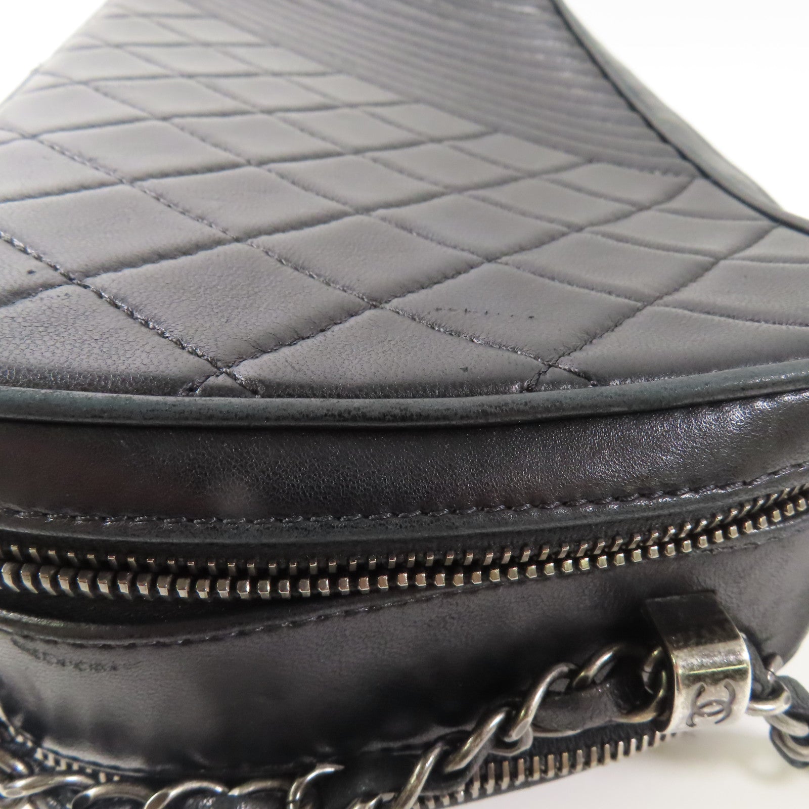 CHANEL 牛皮皮革Chain Shoulder Bag銀扣鏈帶肩背袋