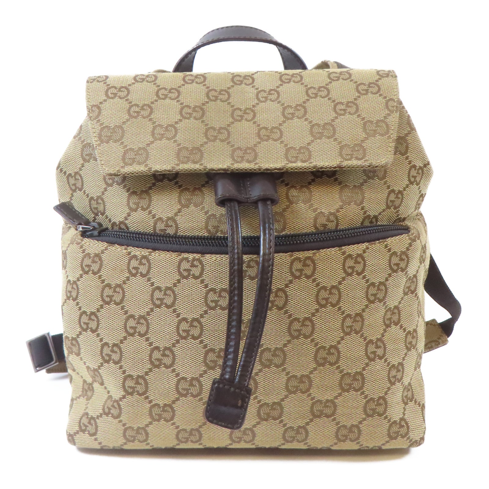 GUCCI 帆布GG Supreme BackPack銀扣背包啡色