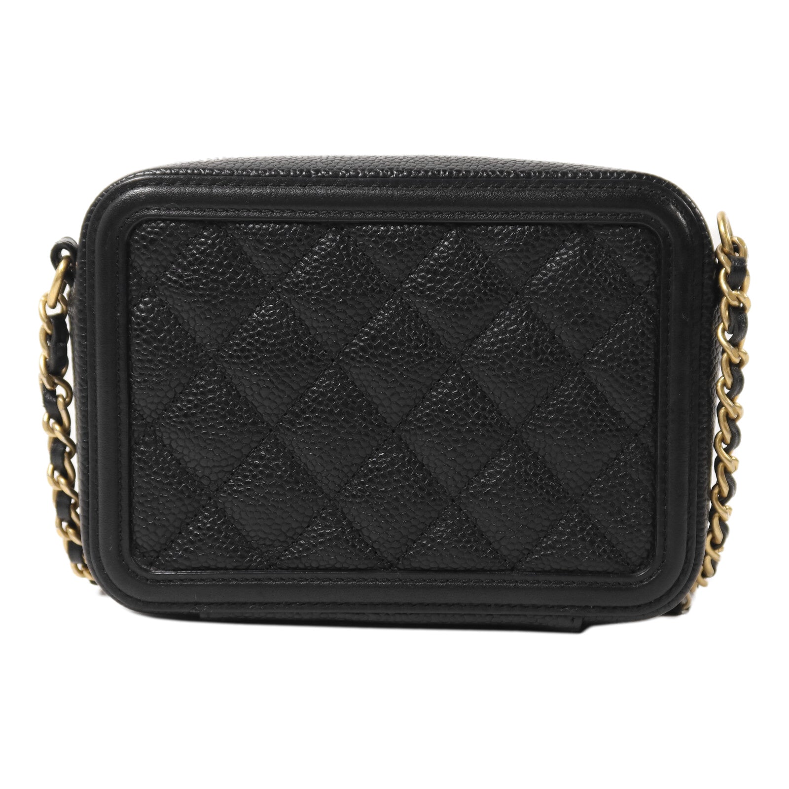 CHANEL 牛皮皮革Filigree Camera Bag鏈帶肩背袋