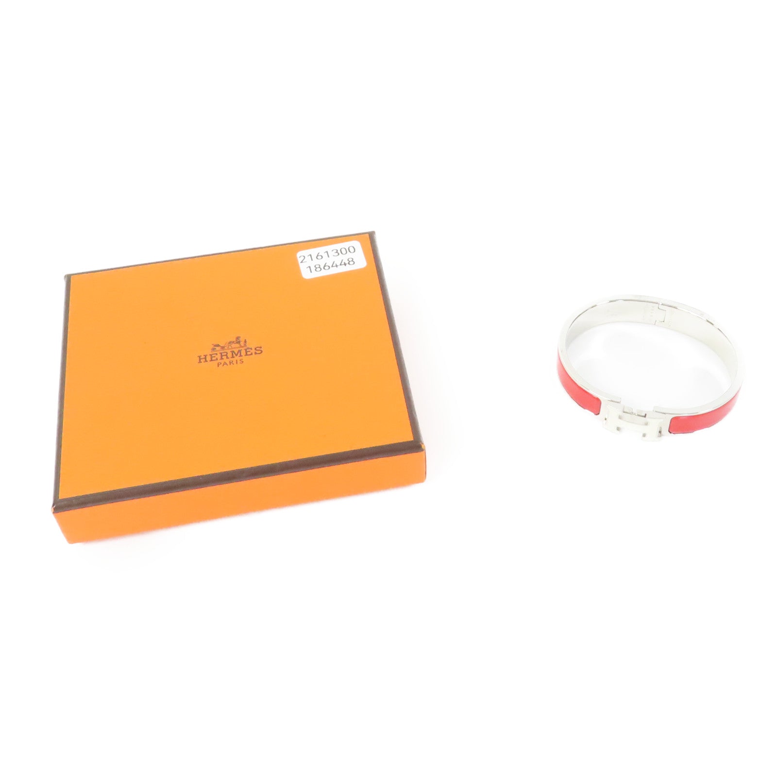 HERMES 金屬Clic H Bracelet手鐲紅色/白色