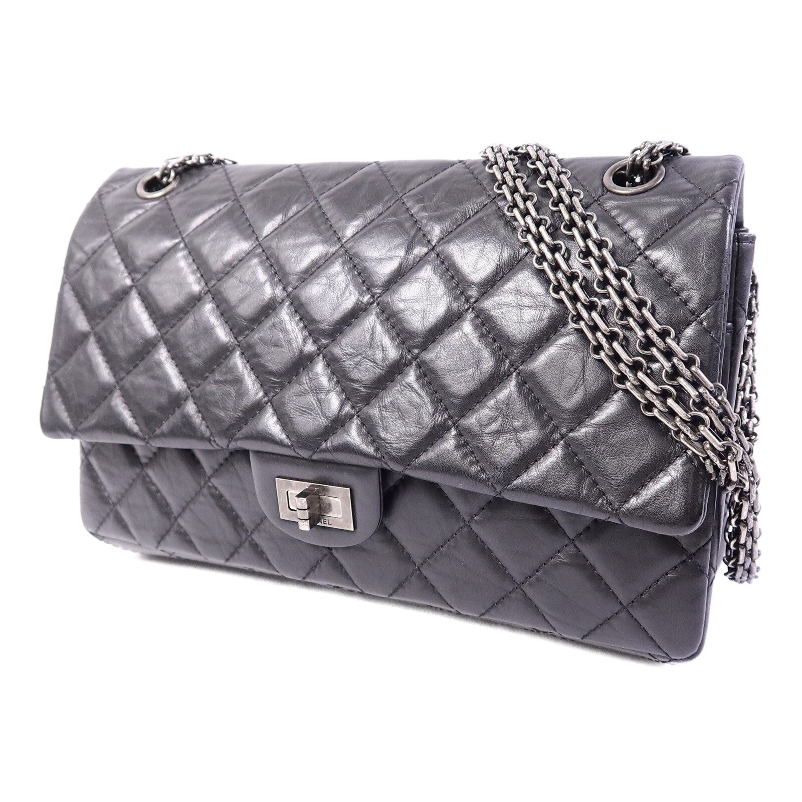 CHANEL 牛皮皮革2.55 Medium鏈帶肩背袋